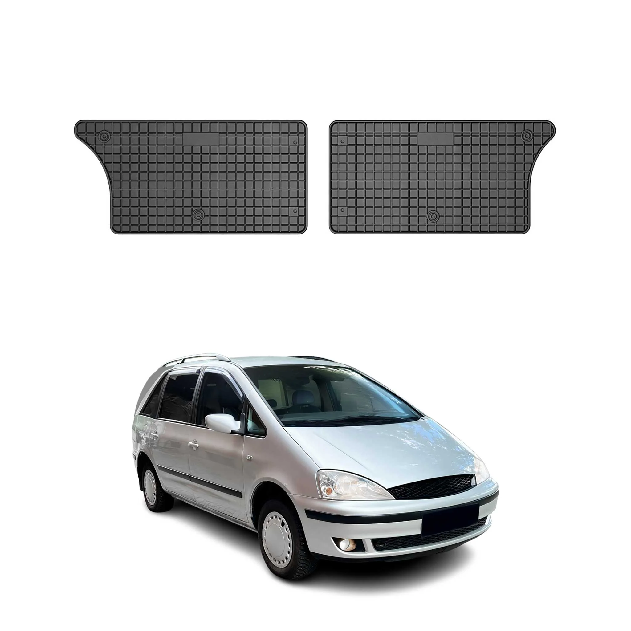OMAC Gummi Fußmatten für Ford Galaxy 3RD ROW 1995-2006 Automatten Schwarz 2x