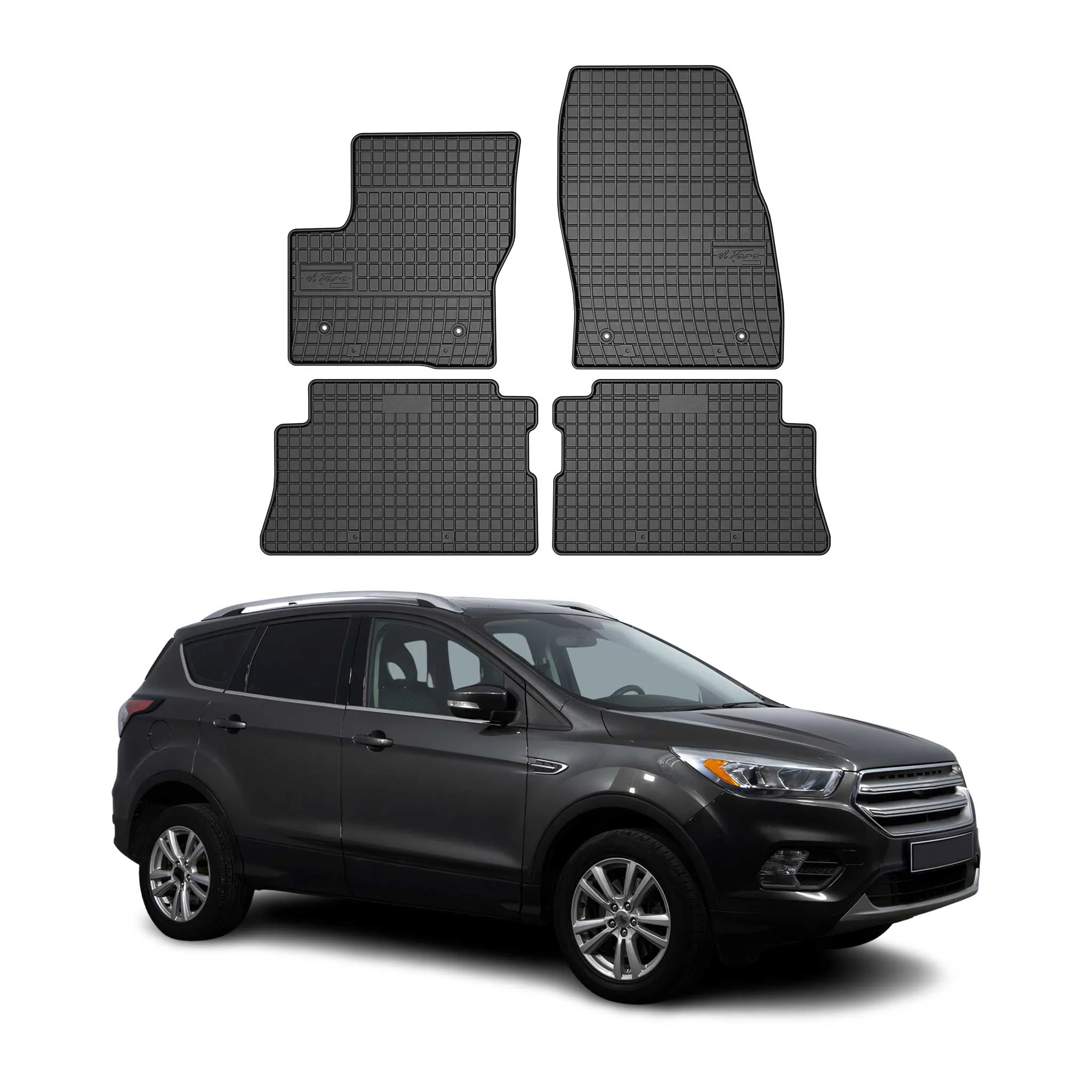 OMAC Gummi Fußmatten für Ford Kuga II 2012-2019 Automatten Gummi Schwarz 4tlg