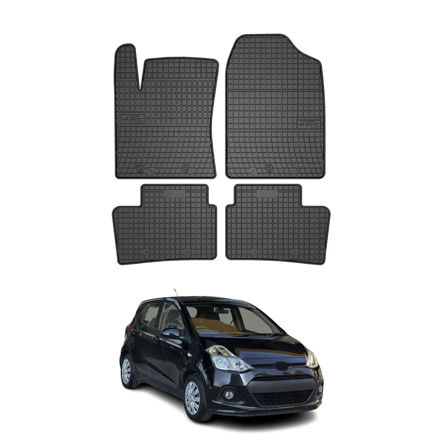 OMAC Gummi Fußmatten für Hyundai i10 2013-2019 Automatten Gummi Schwarz 4tlg