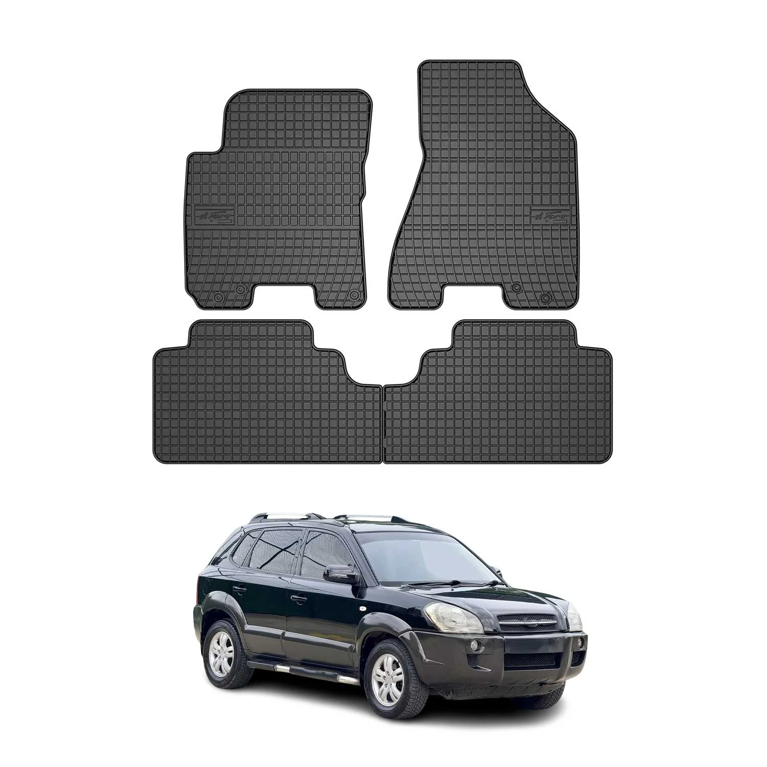 OMAC Gummi Fußmatten für Hyundai Tucson 2004-2009 Automatten Gummi Schwarz 4tlg