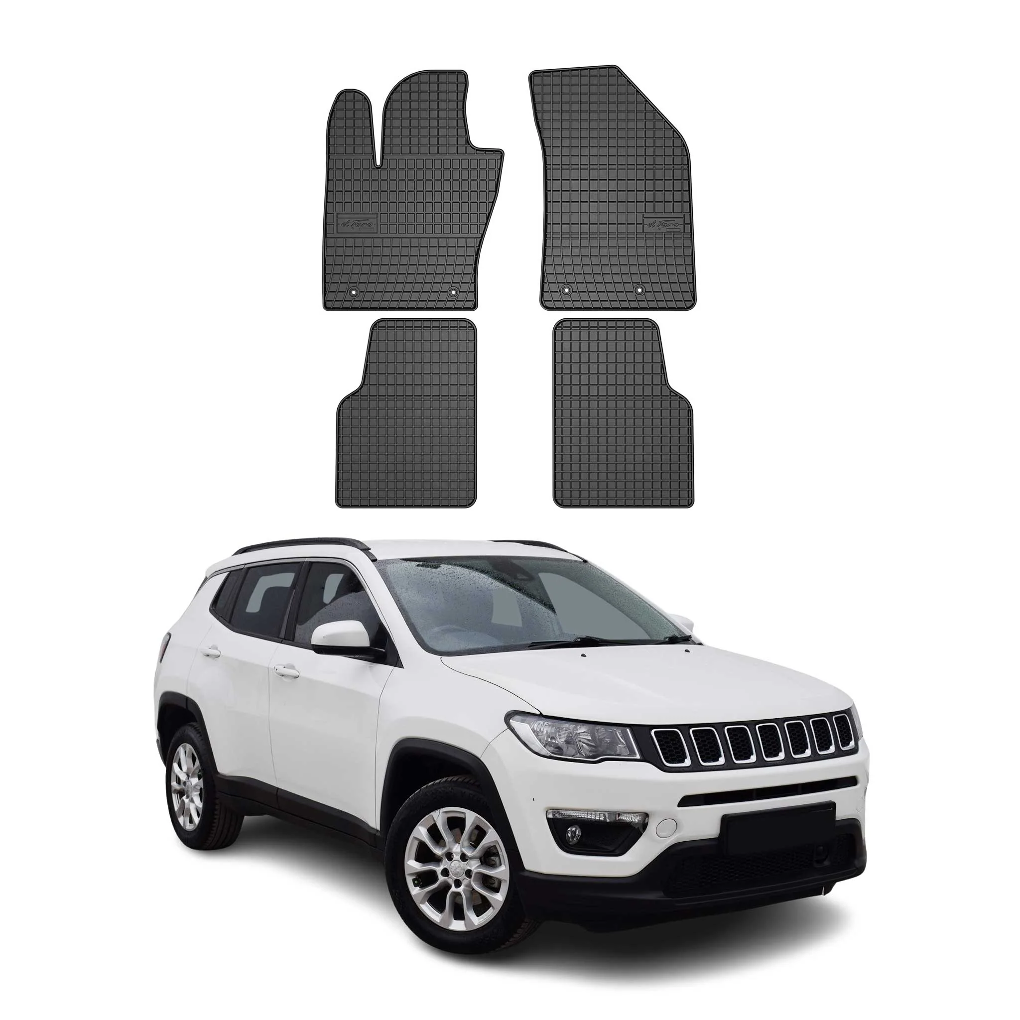 OMAC Gummi Fußmatten für Jeep Compass 2016-2020 Automatten Gummi Schwarz 4tlg