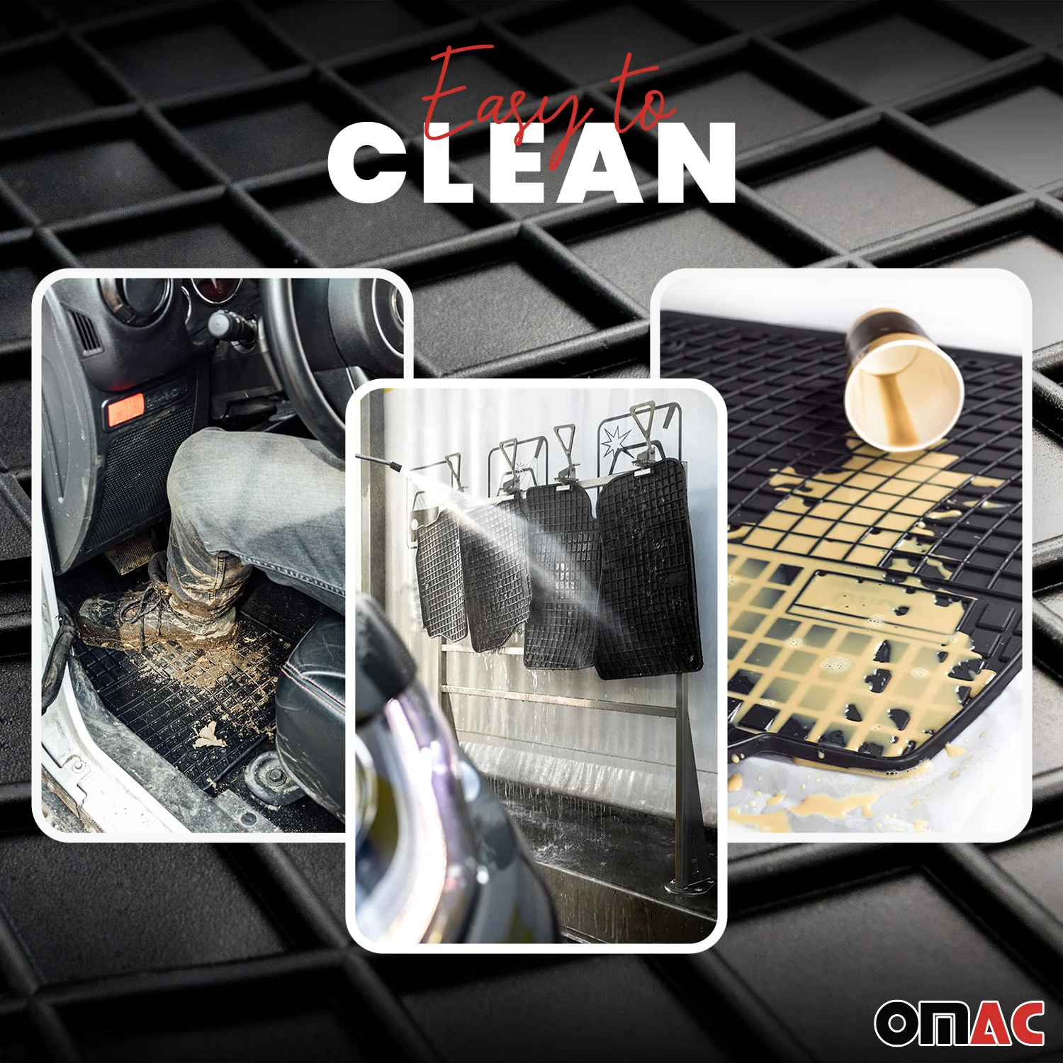 OMAC Gummi Fußmatten für Nissan Cube Z12 2008-2011 Automatten Gummi Schwarz 4tlg - Image 3
