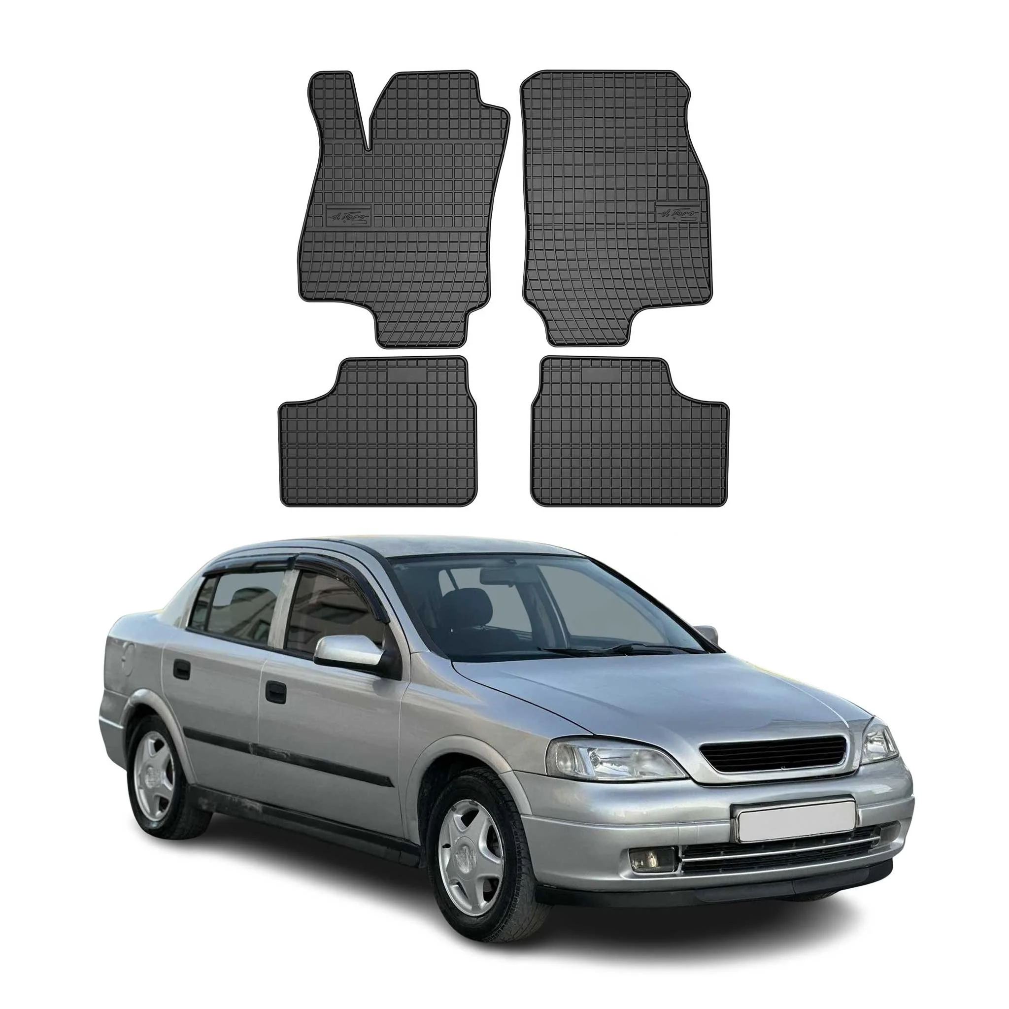 OMAC Gummi Fußmatten für Opel Astra G 1998-2009 Automatten Gummi Schwarz 4tlg