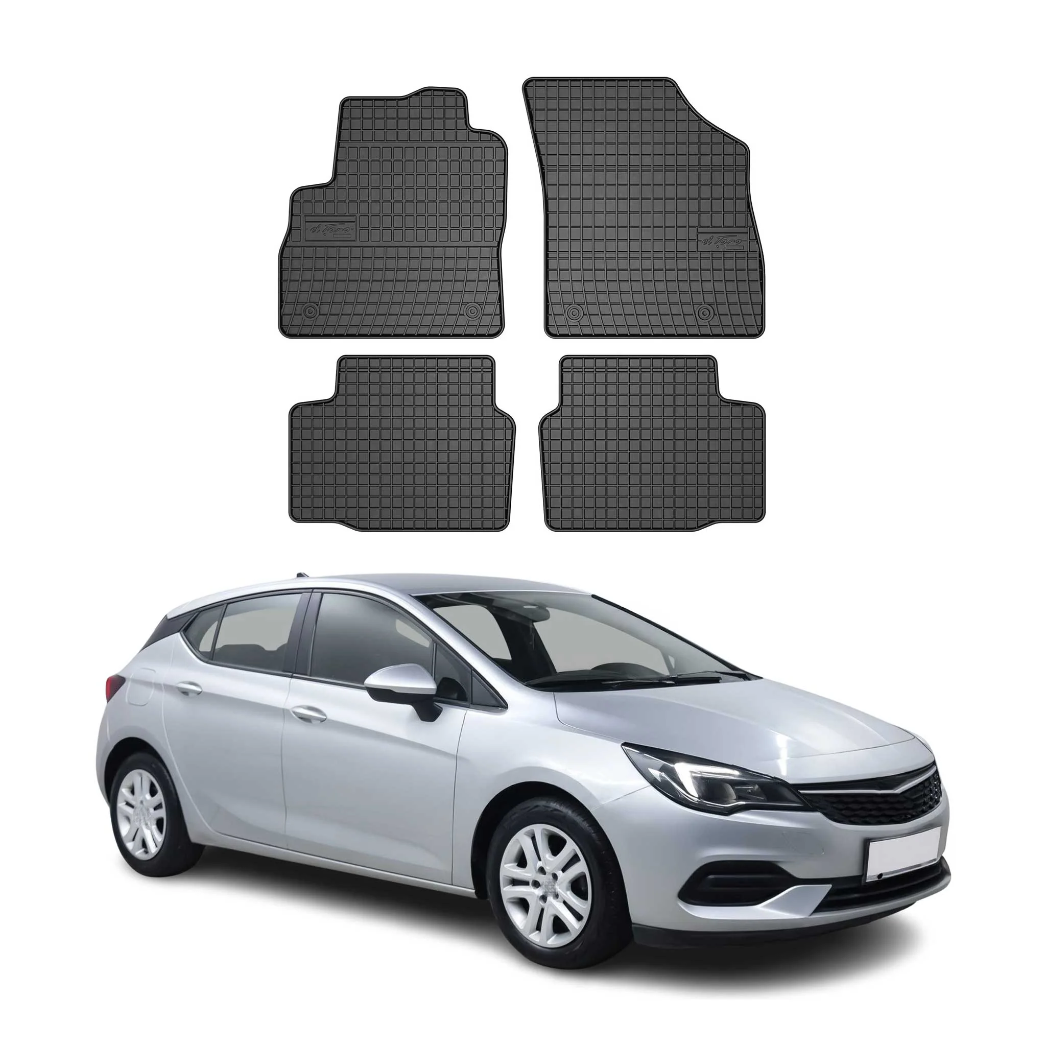 OMAC Gummi Fußmatten für Opel Astra K 2015-2021 Automatten Gummi Schwarz 4tlg