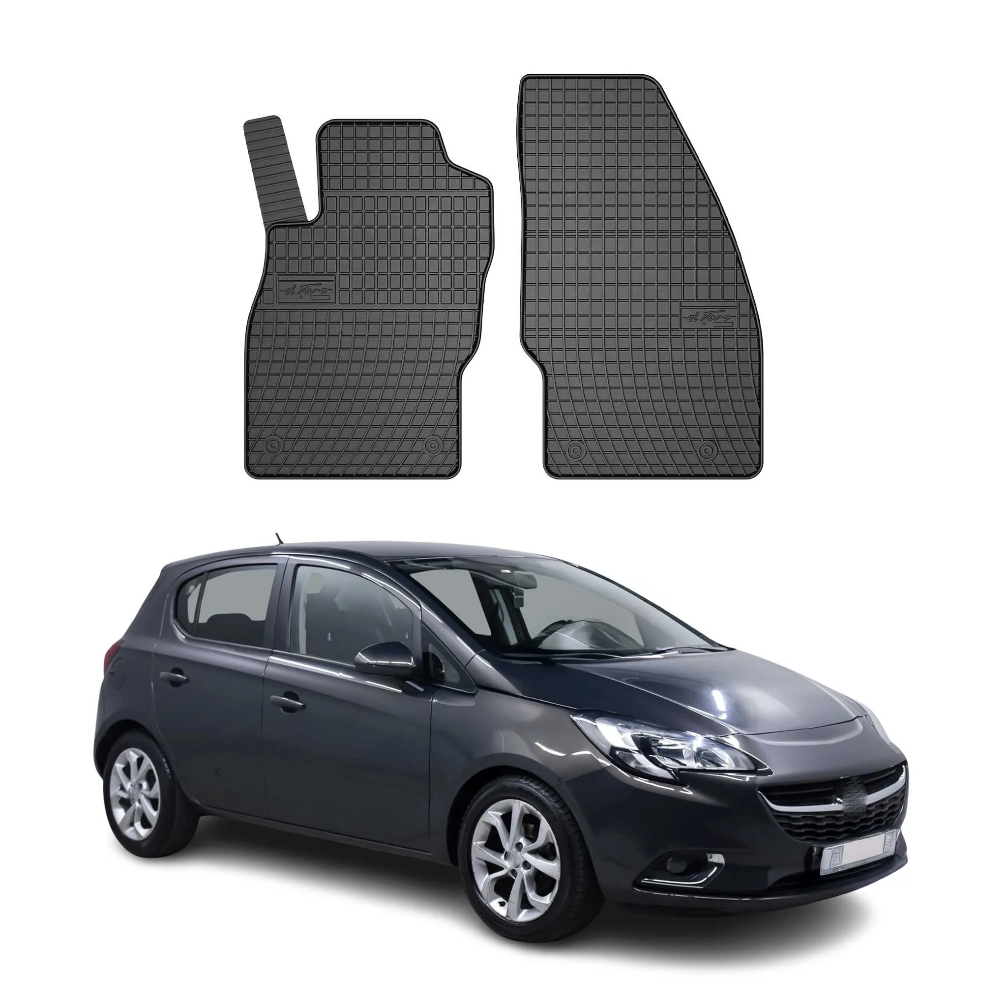 OMAC Gummi Fußmatten für Opel Corsa 2014-2019 3tür Automatten Gummi Schwarz 2tlg