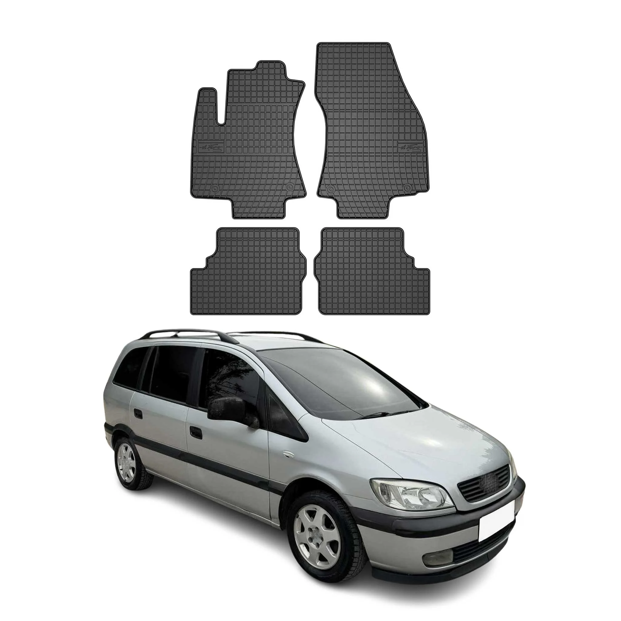 OMAC Gummi Fußmatten für Opel Zafira 1999-2005 Automatten Gummi Schwarz 4tlg