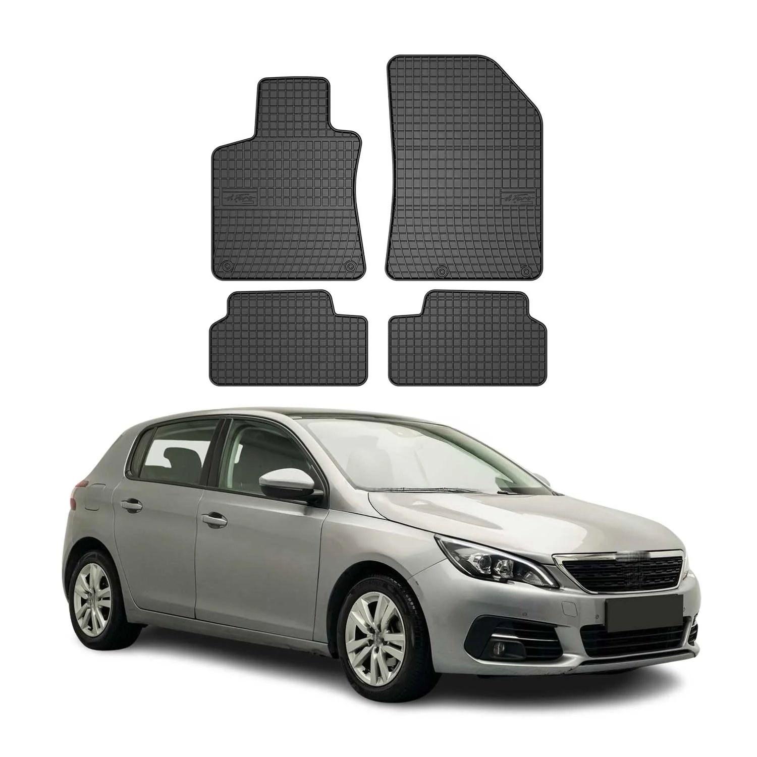 OMAC Gummi Fußmatten für Peugeot 308 2013-2021 Automatten Gummi Schwarz 4tlg