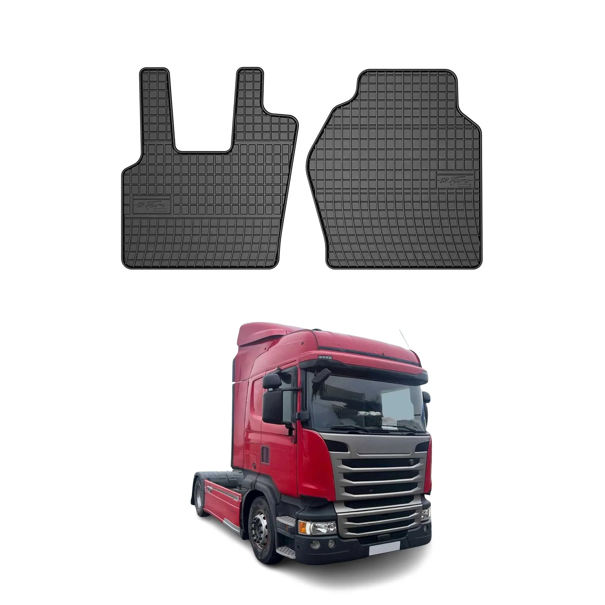OMAC Gummi Fußmatten für Scania R 2015-2020 Automatten Gummi Schwarz 2tlg