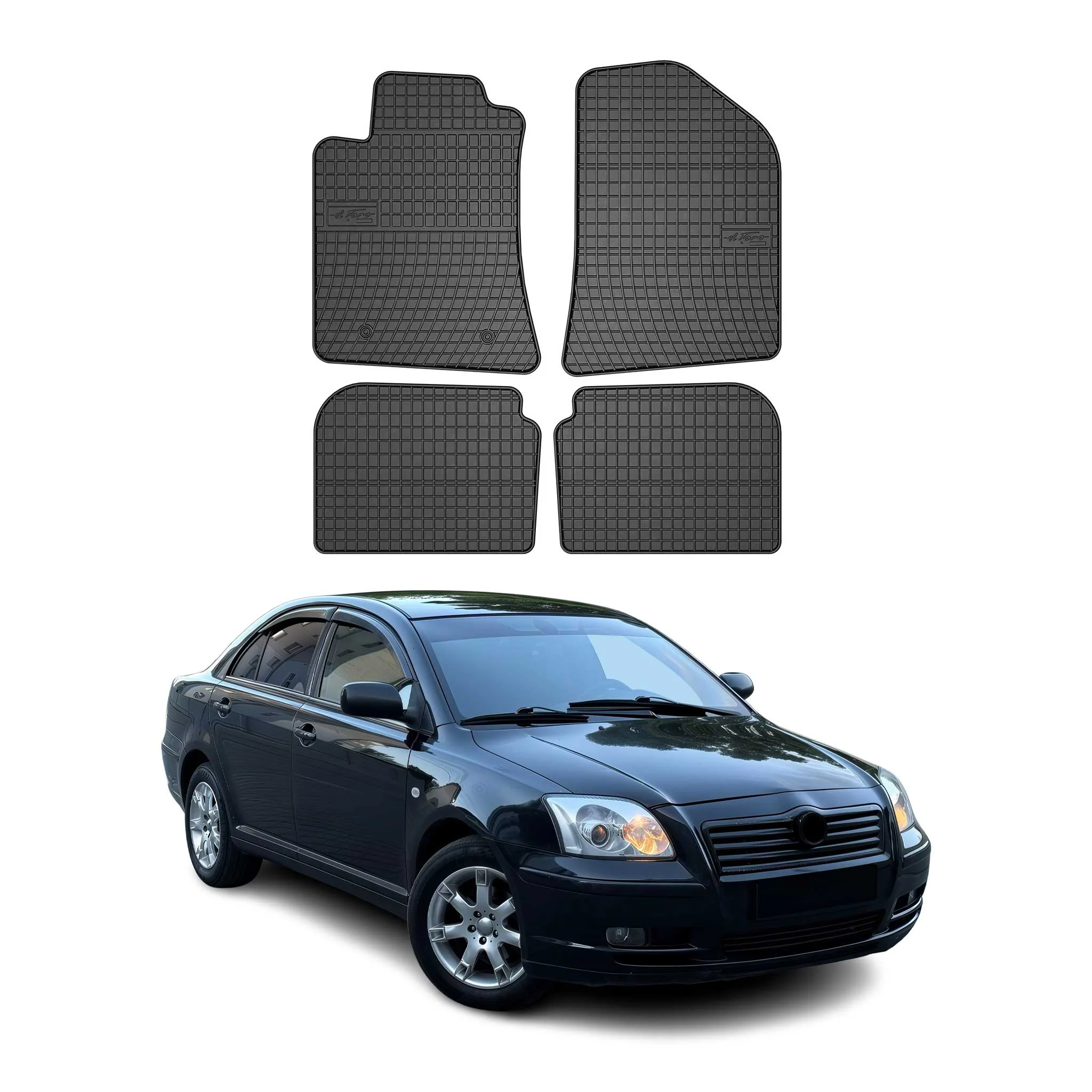 OMAC Gummi Fußmatten für Toyota Avensis 2003-2009 Automatten Gummi Schwarz 4tlg