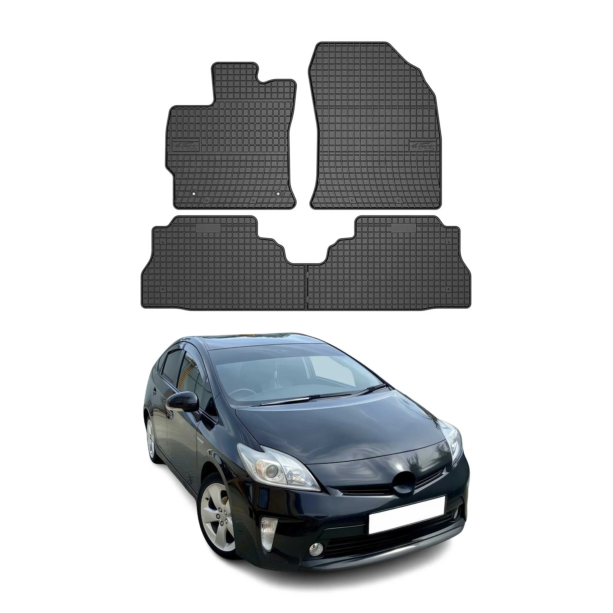 OMAC Gummi Fußmatten für Toyota Prius Plus 2011-2015 Automatten Gummi Schwarz 4x