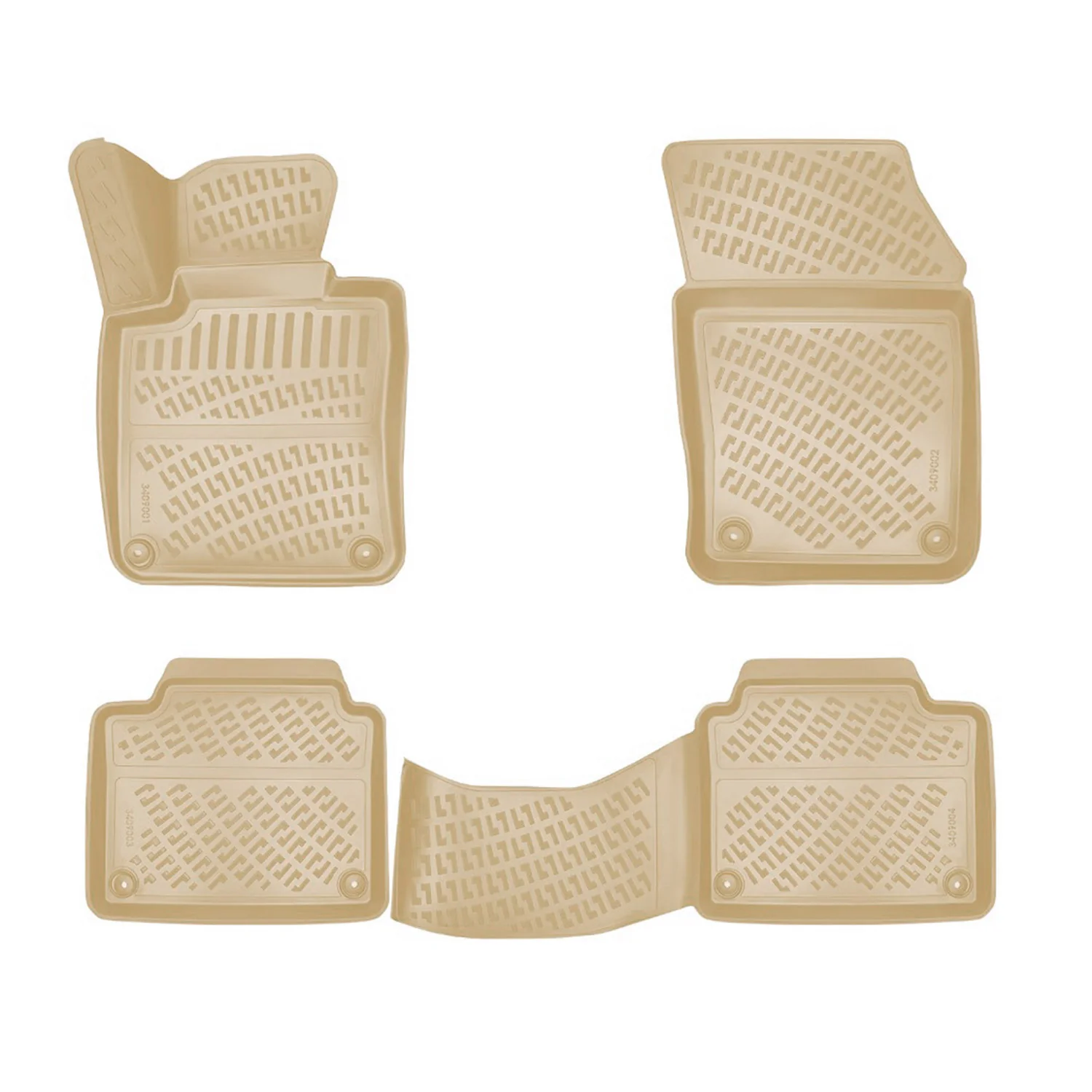 Fußmatten 3D Gummimatten für Volvo S90 Stufenheck 2017-2025 Gummi TPE Beige 4tlg