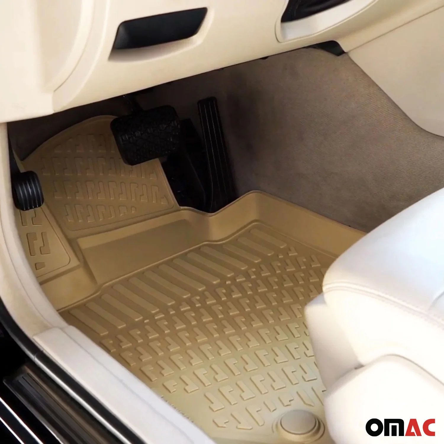 Fußmatten 3D Gummimatten für Volvo S90 Stufenheck 2017-2025 Gummi TPE Beige 4tlg - Image 2