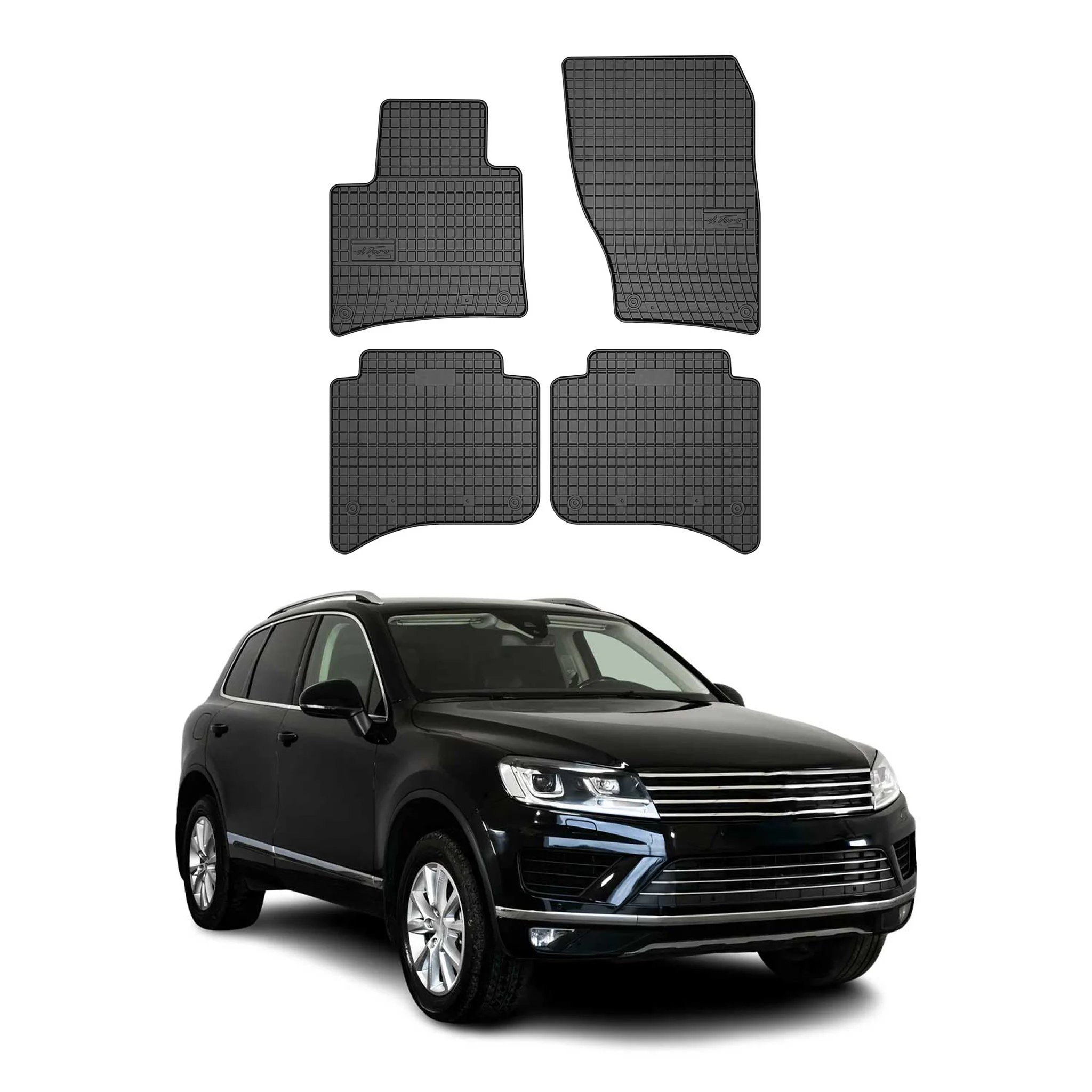 OMAC Gummi Fußmatten für VW Touareg 2010-2018 Automatten Gummi Schwarz 4tlg