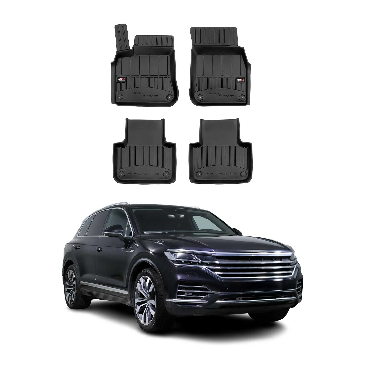 OMAC Gummi Fußmatten für VW Touareg 2017-2024 Premium TPE Automatten Schwarz 4x