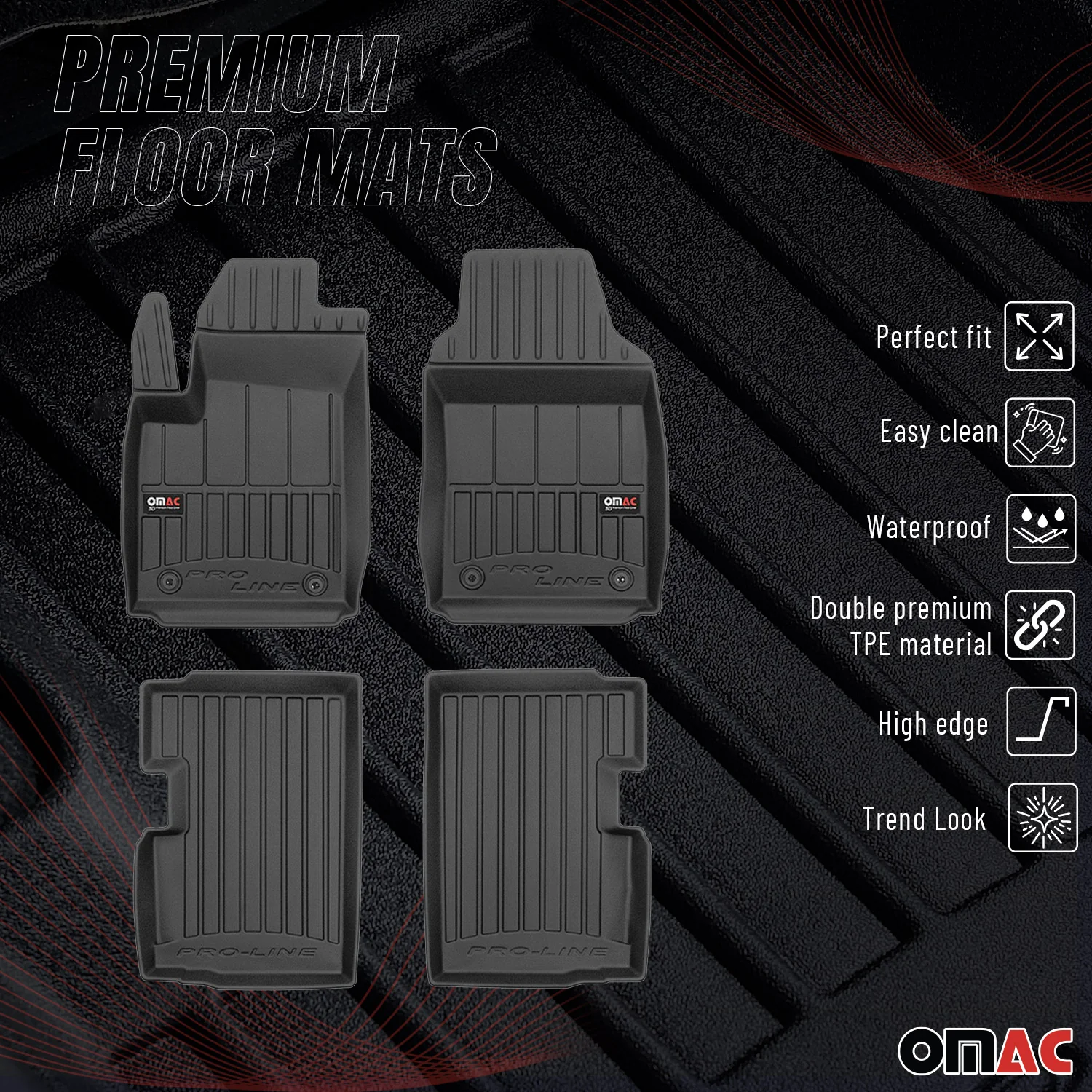 OMAC Gummi Fußmatten für Fiat 500 500C 2007-2026 Premium TPE Automatten 4tlg - Image 2