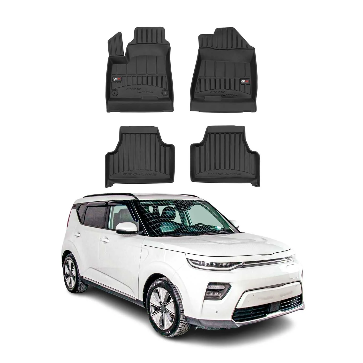 OMAC Gummi Fußmatten für Kia Soul EV 2020-2024 Premium TPE Automatten Schwarz 4x