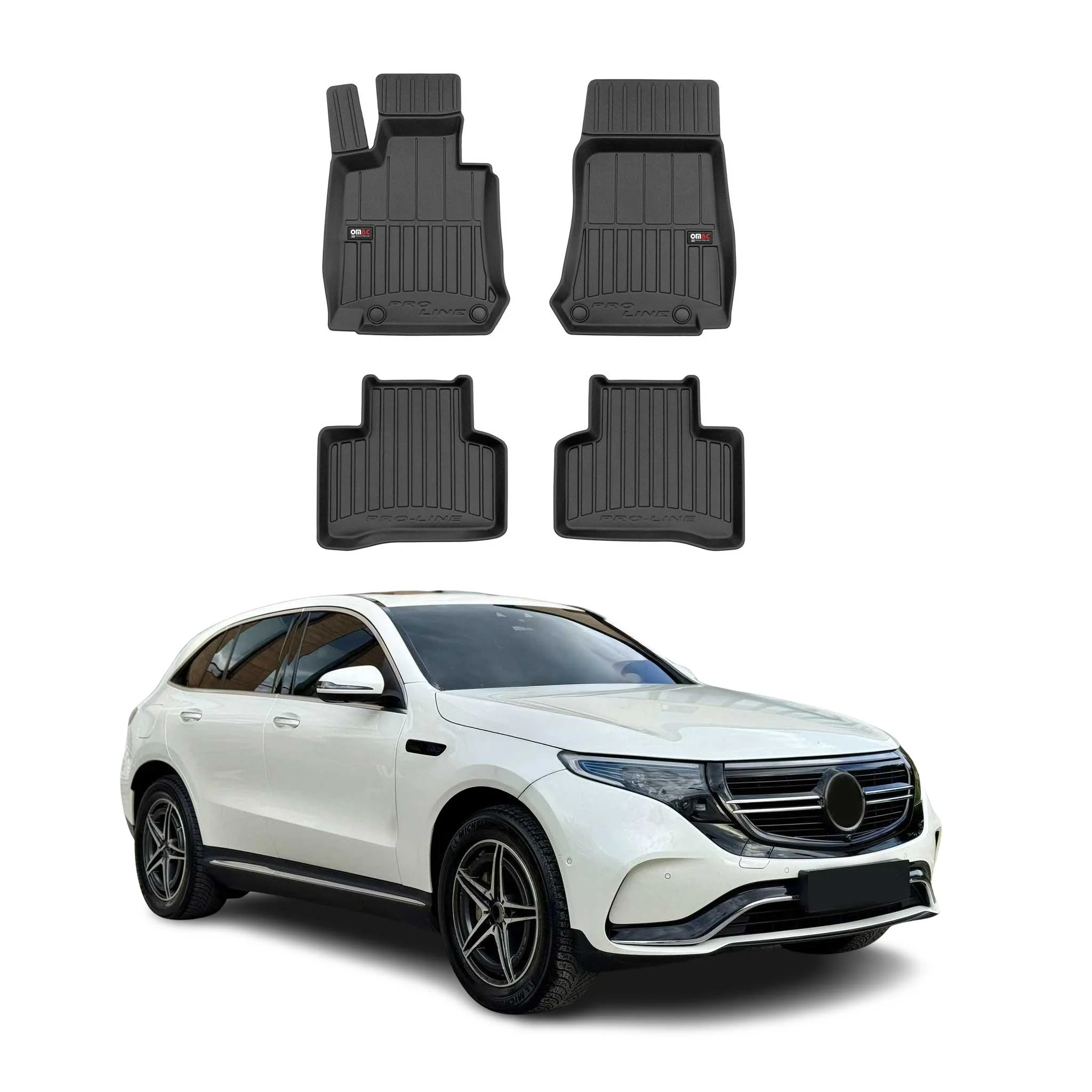 OMAC Gummi Fußmatten für Mercedes EQC N293 2020-2024 Premium Gummi Schwarz 4tlg