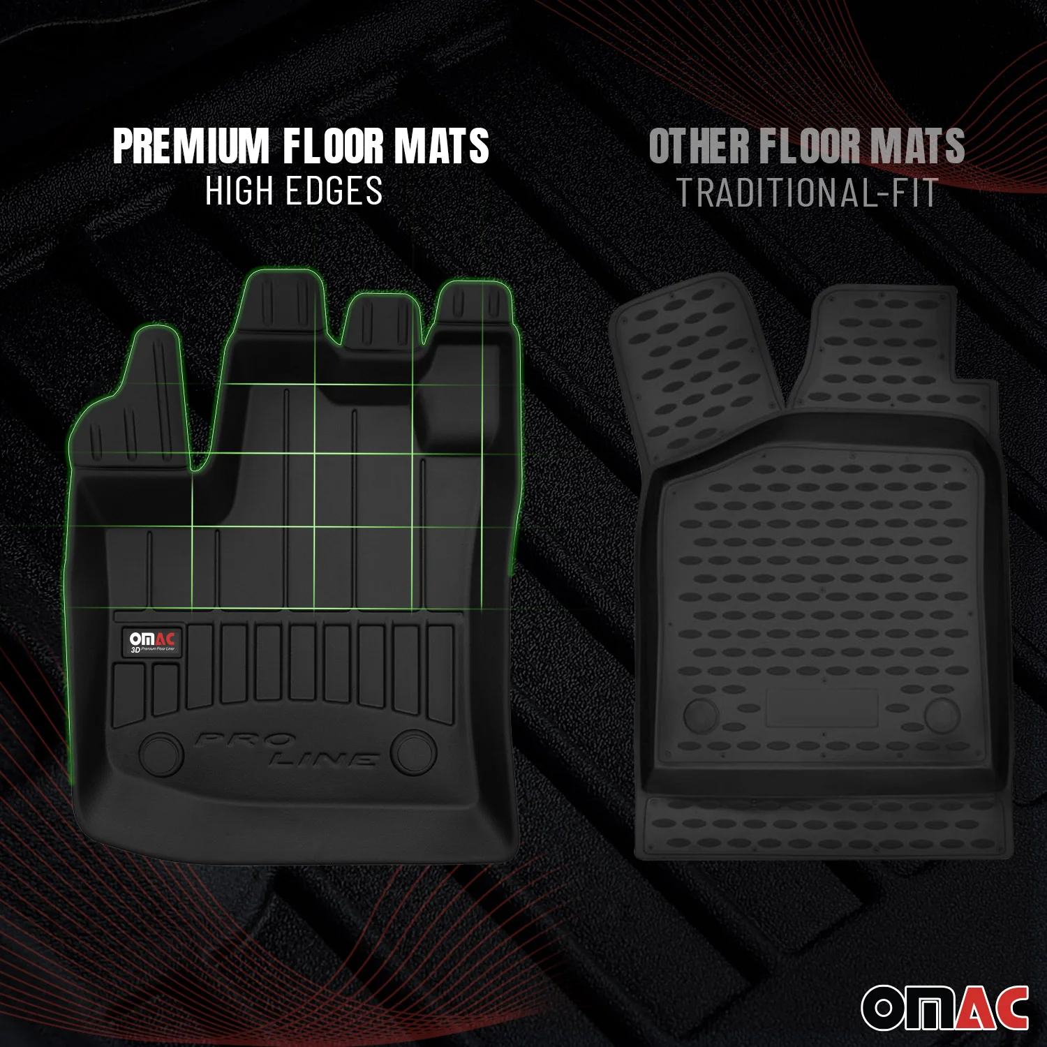 OMAC Gummi Fußmatten für Nissan Pathfinder 2005-2014 Premium Gummi Schwarz 3tlg - Image 3