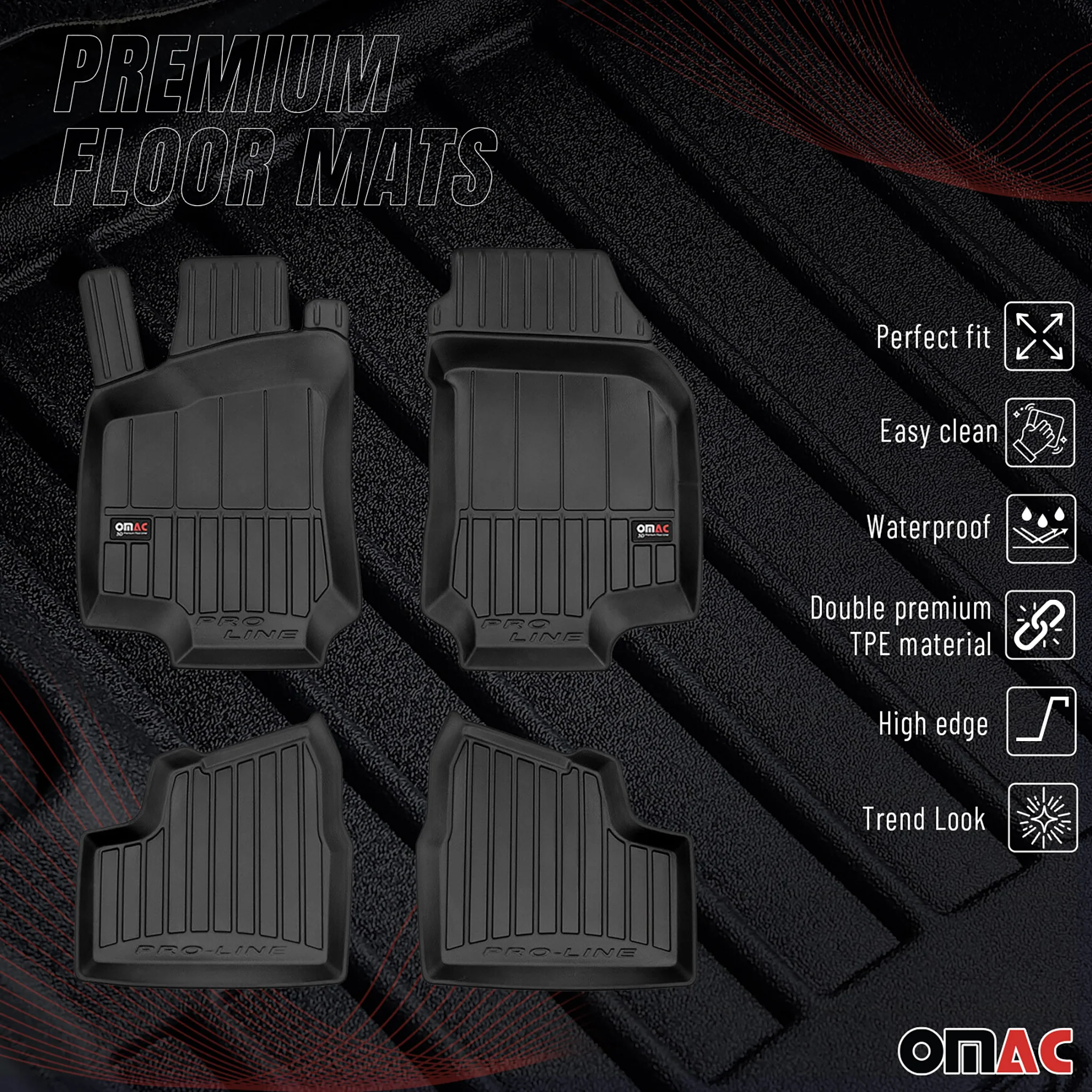 OMAC Gummi Fußmatten für Opel Astra G Caravan 1998-2009 Premium Gummi Schwarz 4x - Image 2