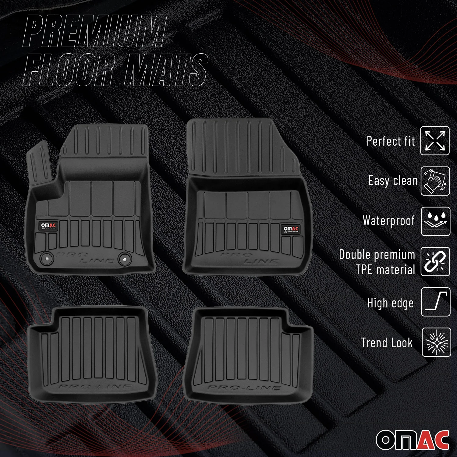 OMAC Gummi Fußmatten für Opel Corsa-e F 2019-2024 Premium TPE Automatten 4tlg - Image 2