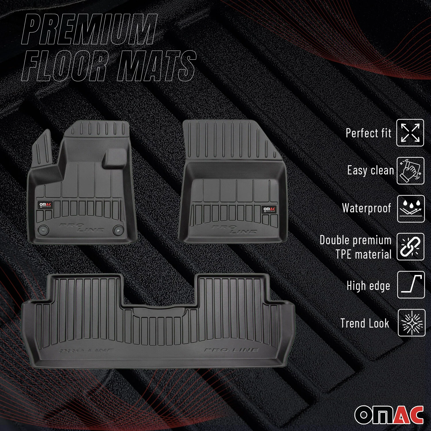 OMAC Gummi Fußmatten für Peugeot 5008 2017-2024 Premium TPE Automatten 3tlg - Image 2