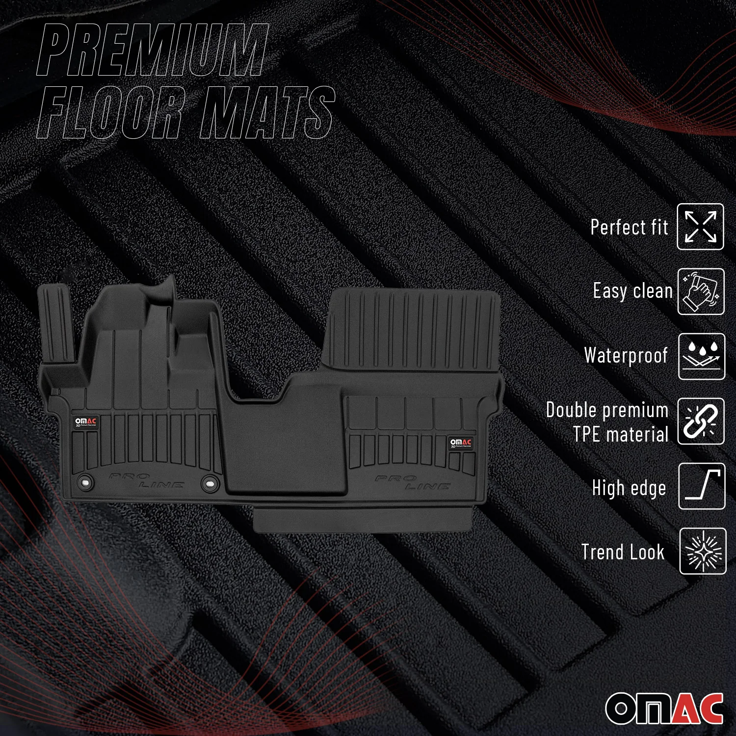 OMAC Gummi Fußmatten für Peugeot Expert 2016-2026 Premium TPE Automatten 1tlg - Image 2