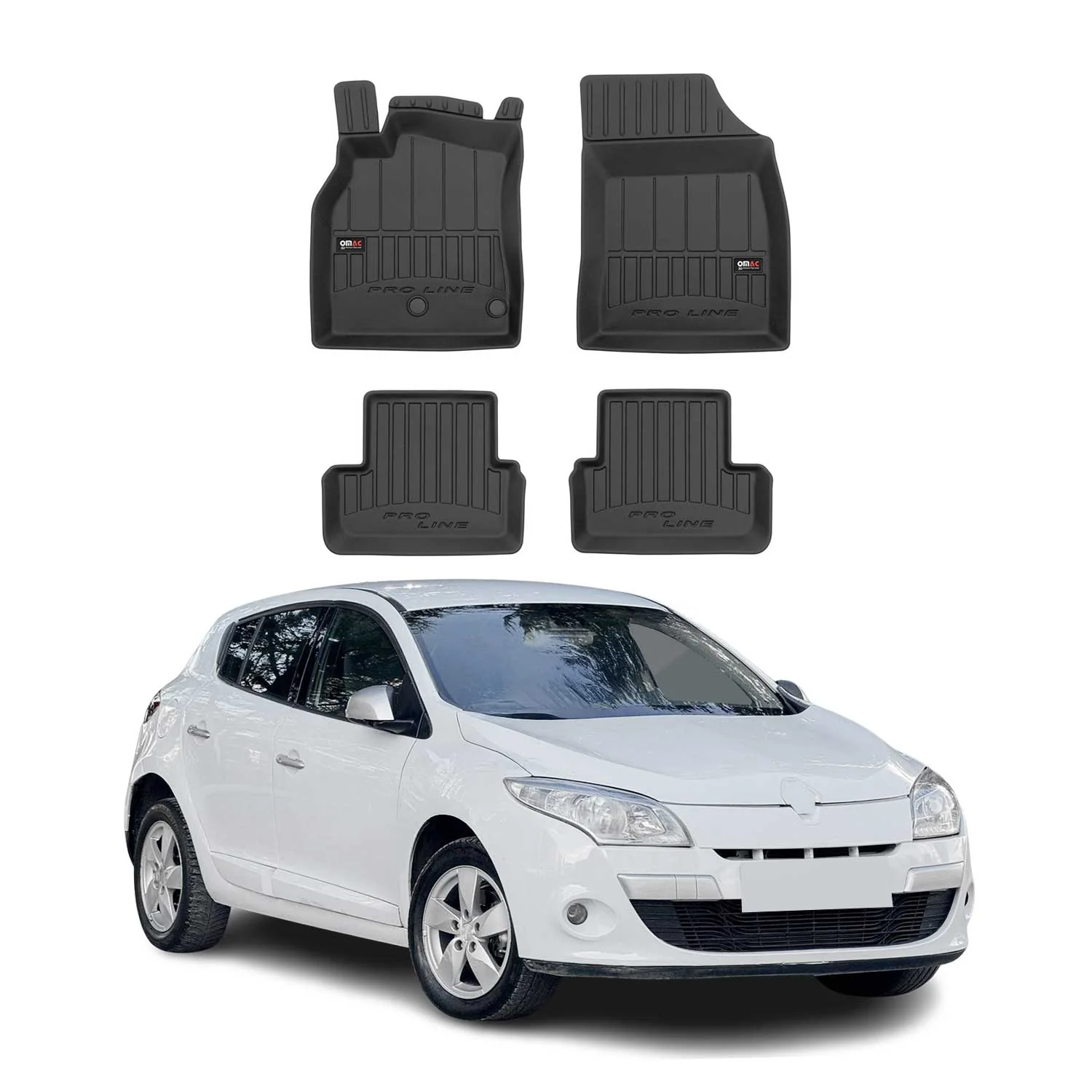 OMAC Gummi Fußmatten für Renault Megane 2008-2015 Premium TPE Automatten 4tlg