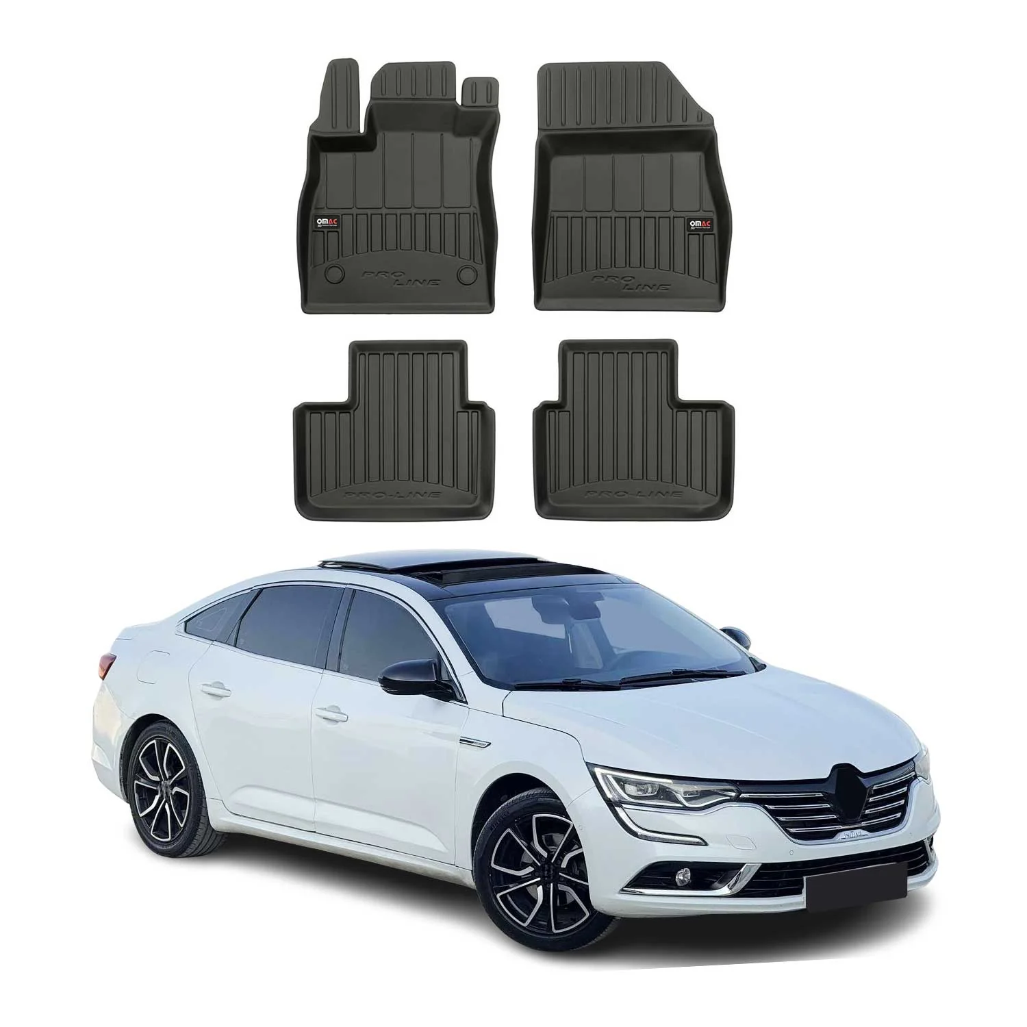 OMAC Gummi Fußmatten für Renault Talisman 2015-2020 Premium Gummi Schwarz 4tlg