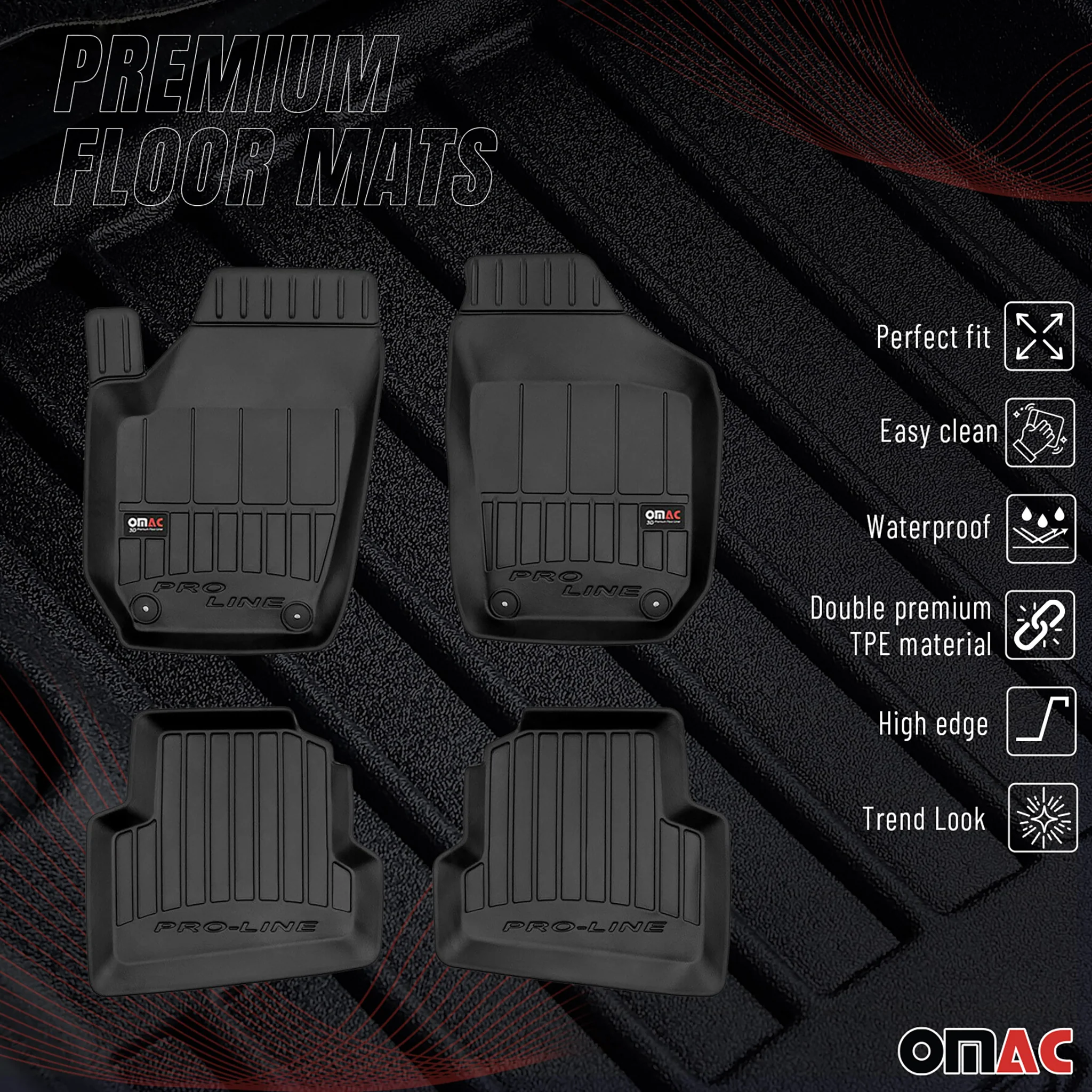 OMAC Gummi Fußmatten für Seat Cordoba 2002-2009 Premium TPE Automatten 4tlg - Image 2