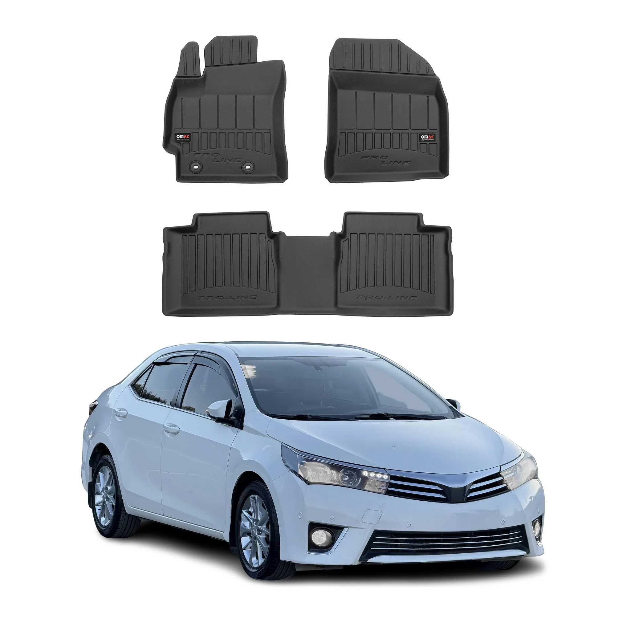 OMAC Gummi Fußmatten für Toyota Corolla Kombi Limo 2013-2019 Premium TPE 3x