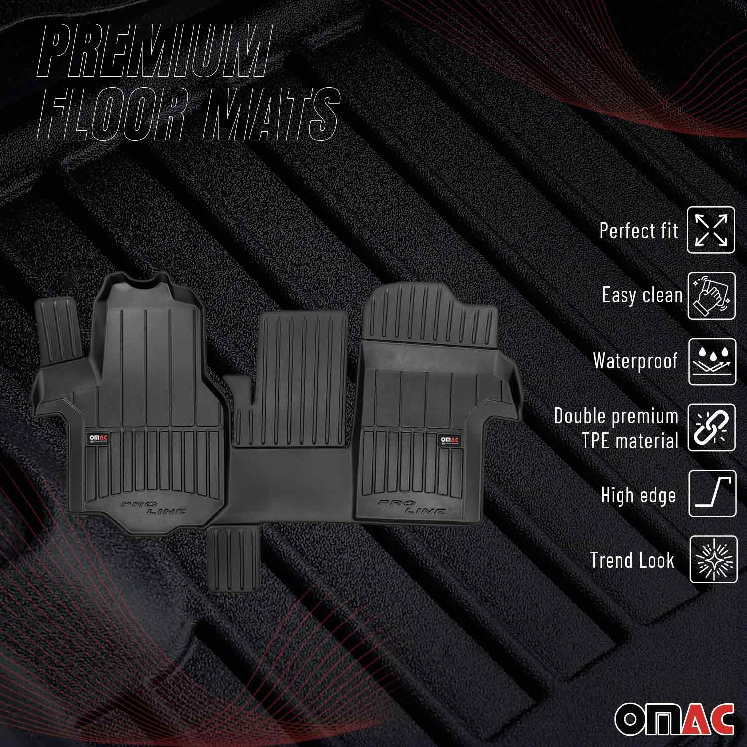 OMAC Gummi Fußmatten für VW Crafter 2016-2024 Premium TPE Automatten Schwarz 1x - Image 2