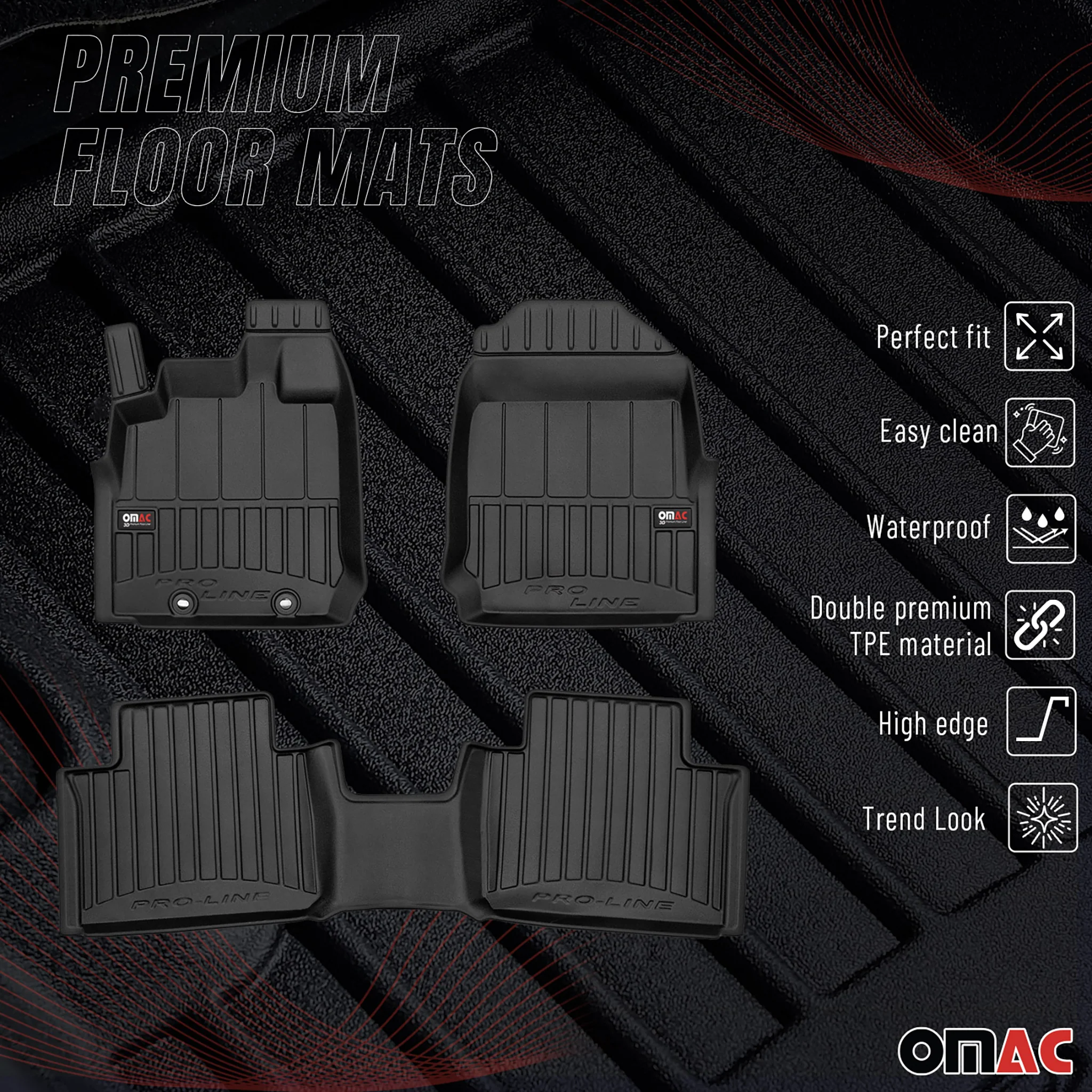 OMAC Gummi Fußmatten für Isuzu D-Max Erweiterte Kabine 2019-2026 Premium TPE 3x - Image 2