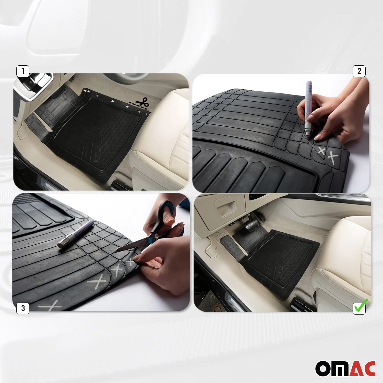 Fußmatten Gummimatten 3D Matte für Dacia Jogger 2026-2026 Universal Schwarz 5tlg - Image 4