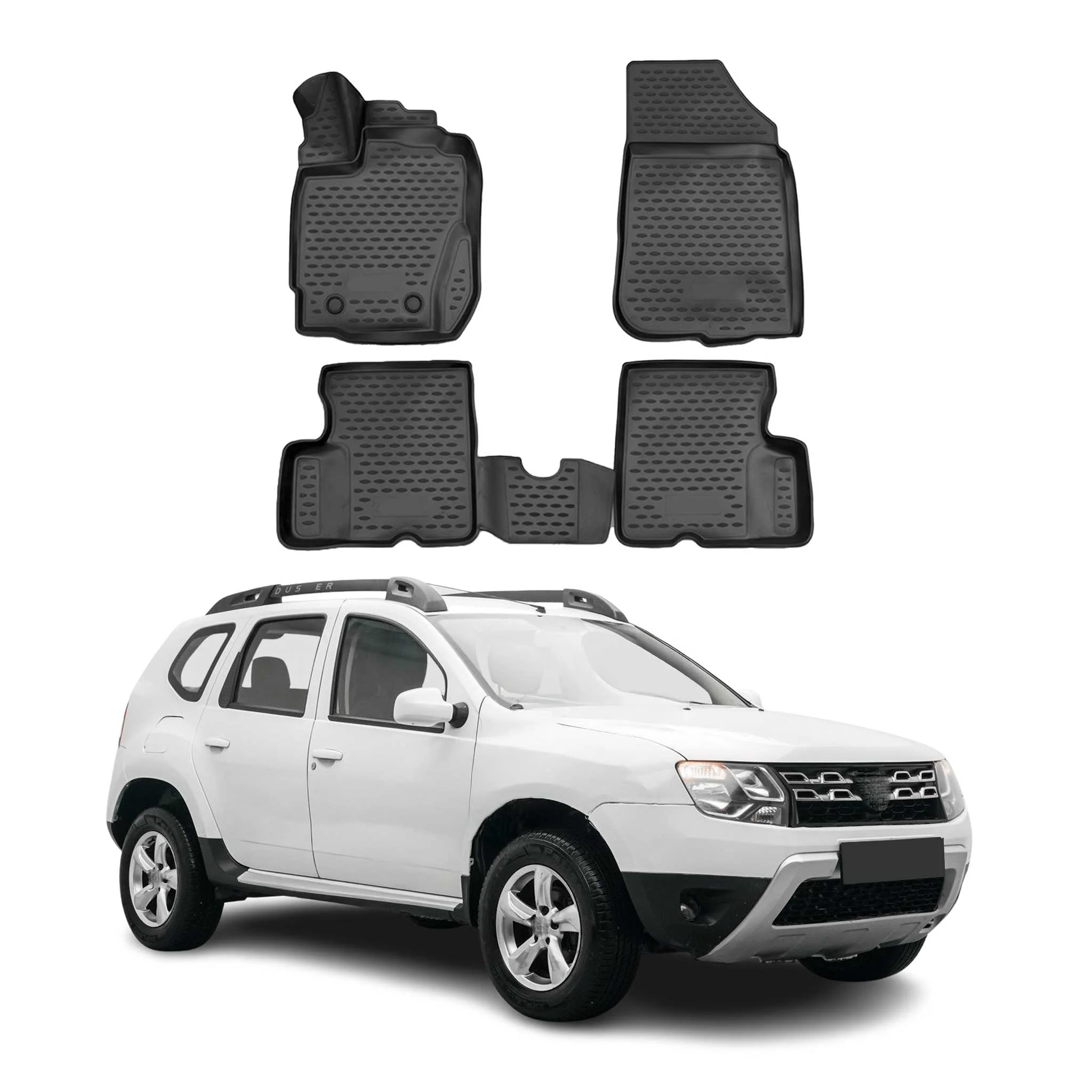 OMAC Gummimatten Fußmatten für Dacia Duster 2014-2018 TPE Automatten Schwarz 4x