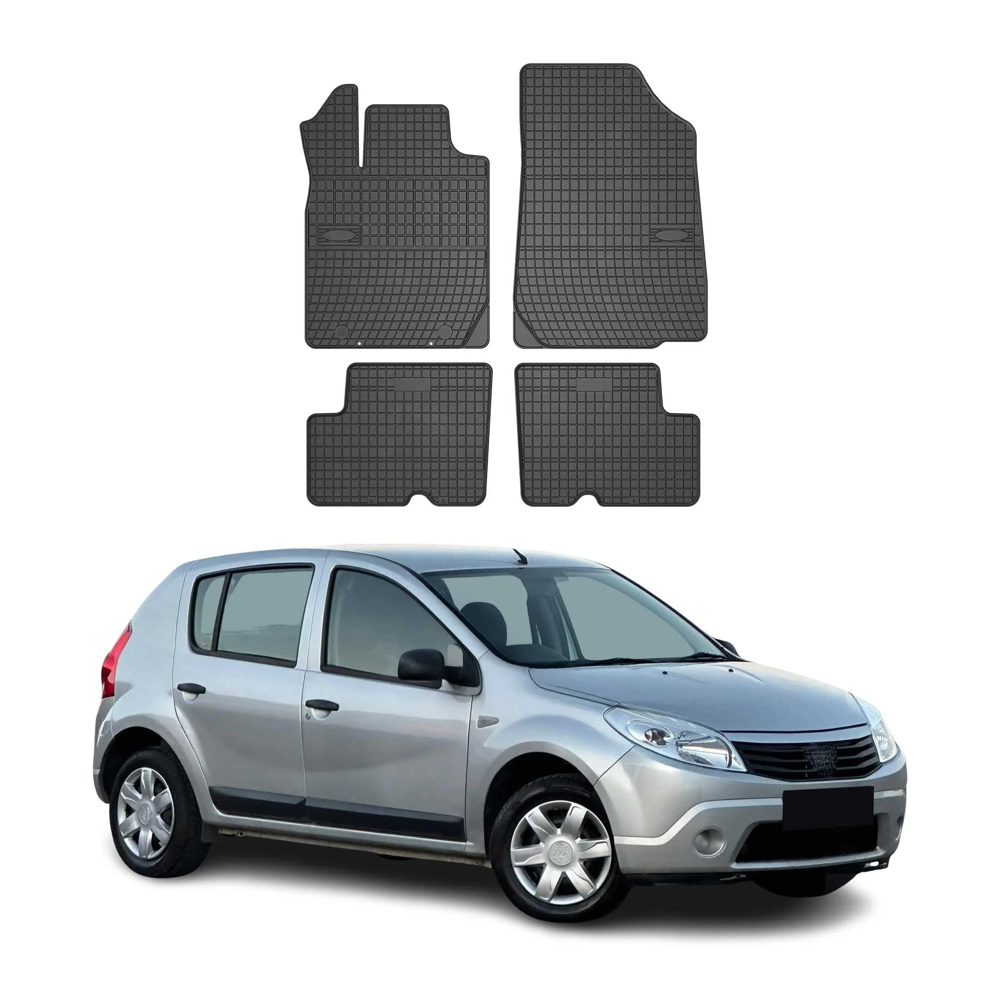 OMAC Gummi Fußmatten für Dacia Sandero 2008-2012 Automatten Gummi TPE Schwarz 4x