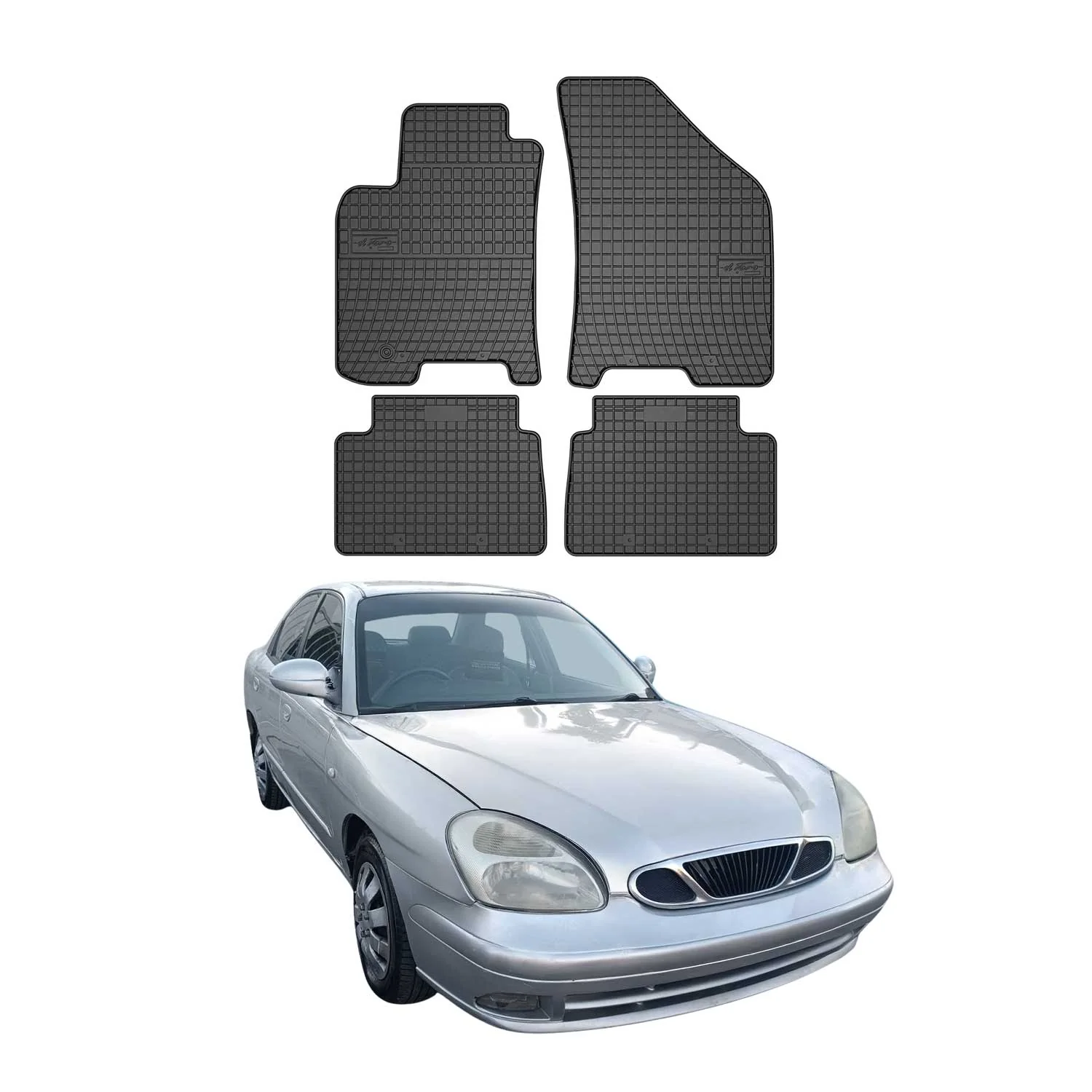 OMAC Gummi Fußmatten für Daewoo Nubira 2003-2005 Automatten Gummi TPE Schwarz 4x