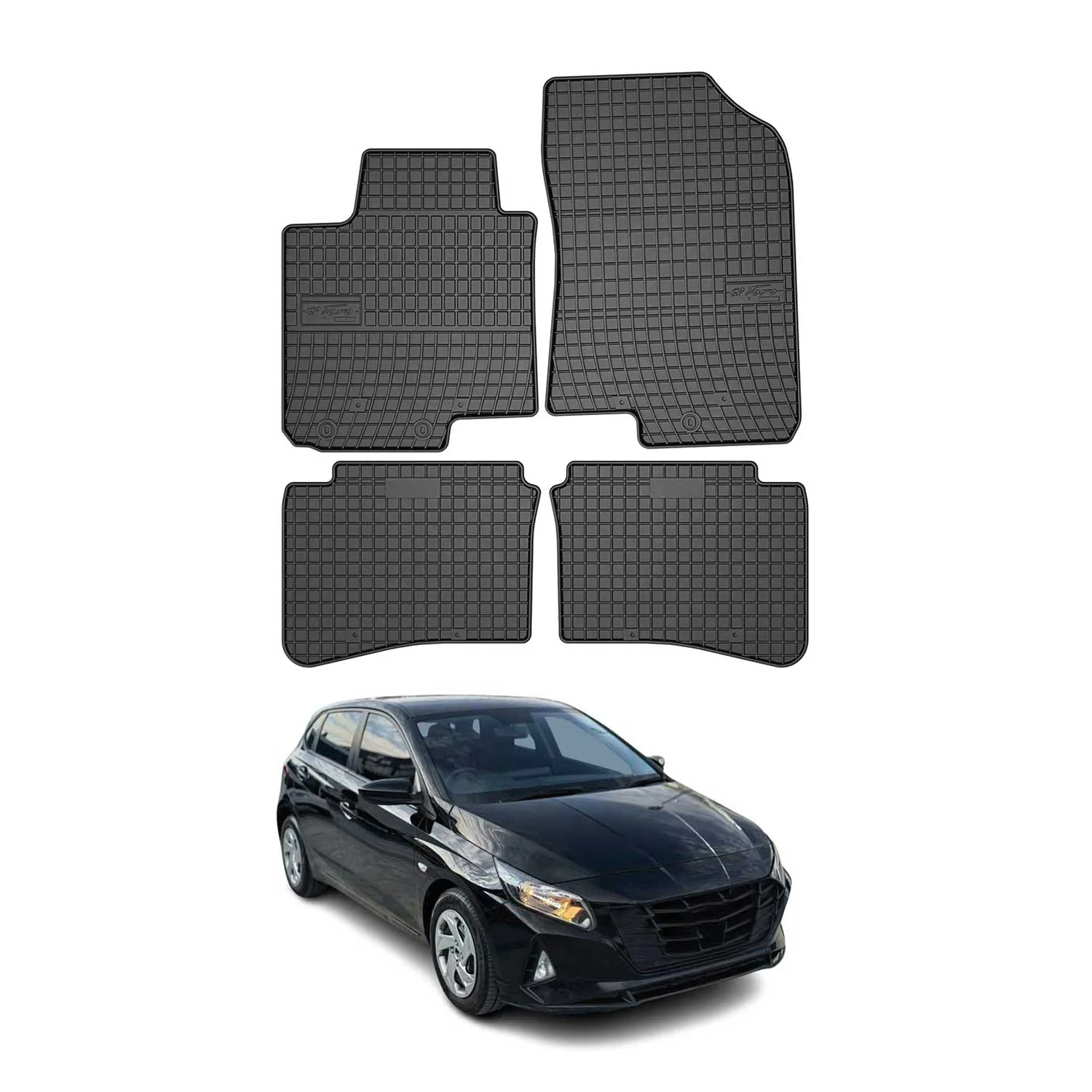 OMAC Gummi Fußmatten für Hyundai i20 3 2020-2026 Automatten Gummi TPE Schwarz 4x