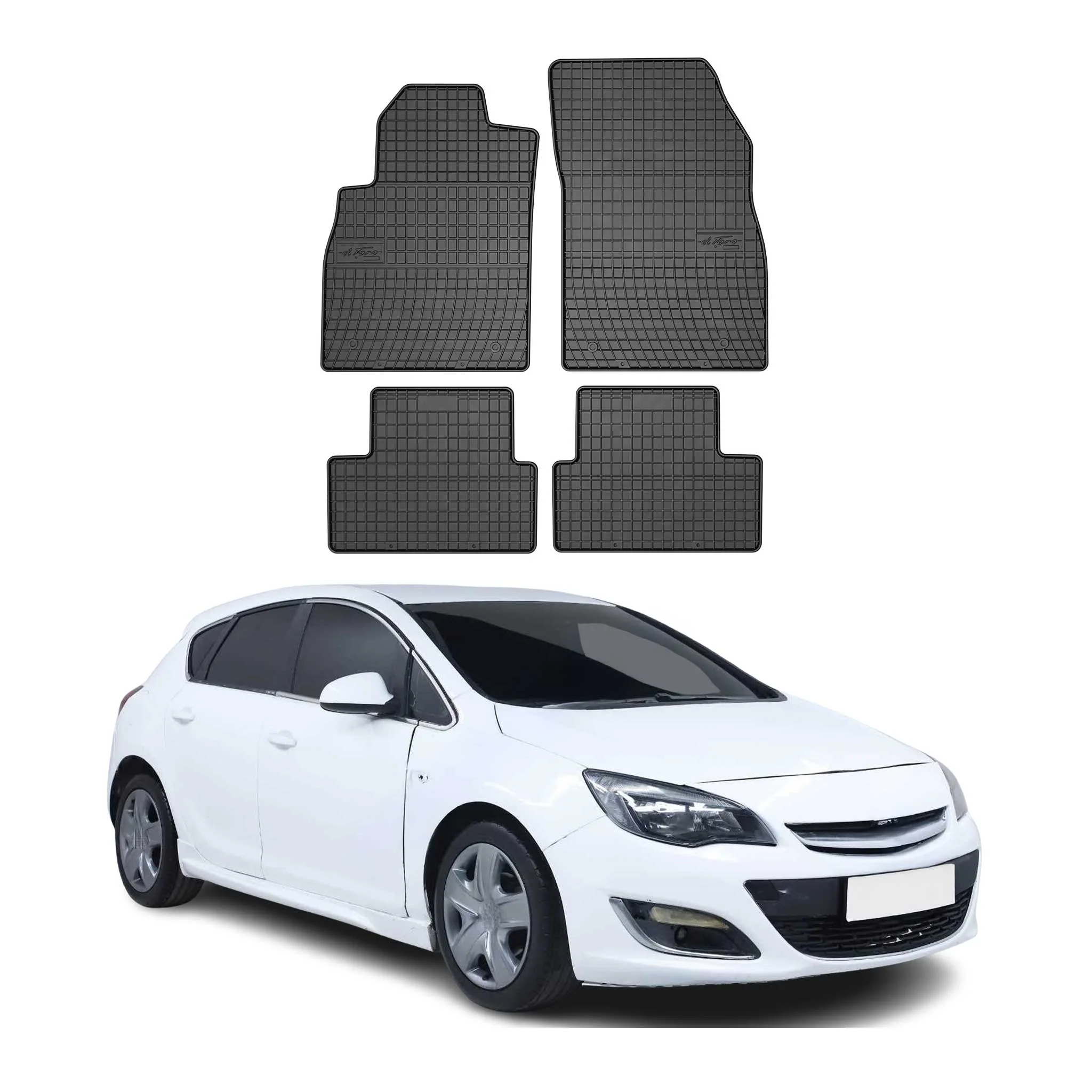 OMAC Gummi Fußmatten für Opel Astra J 2009-2015 Automatten Gummi TPE Schwarz 4x