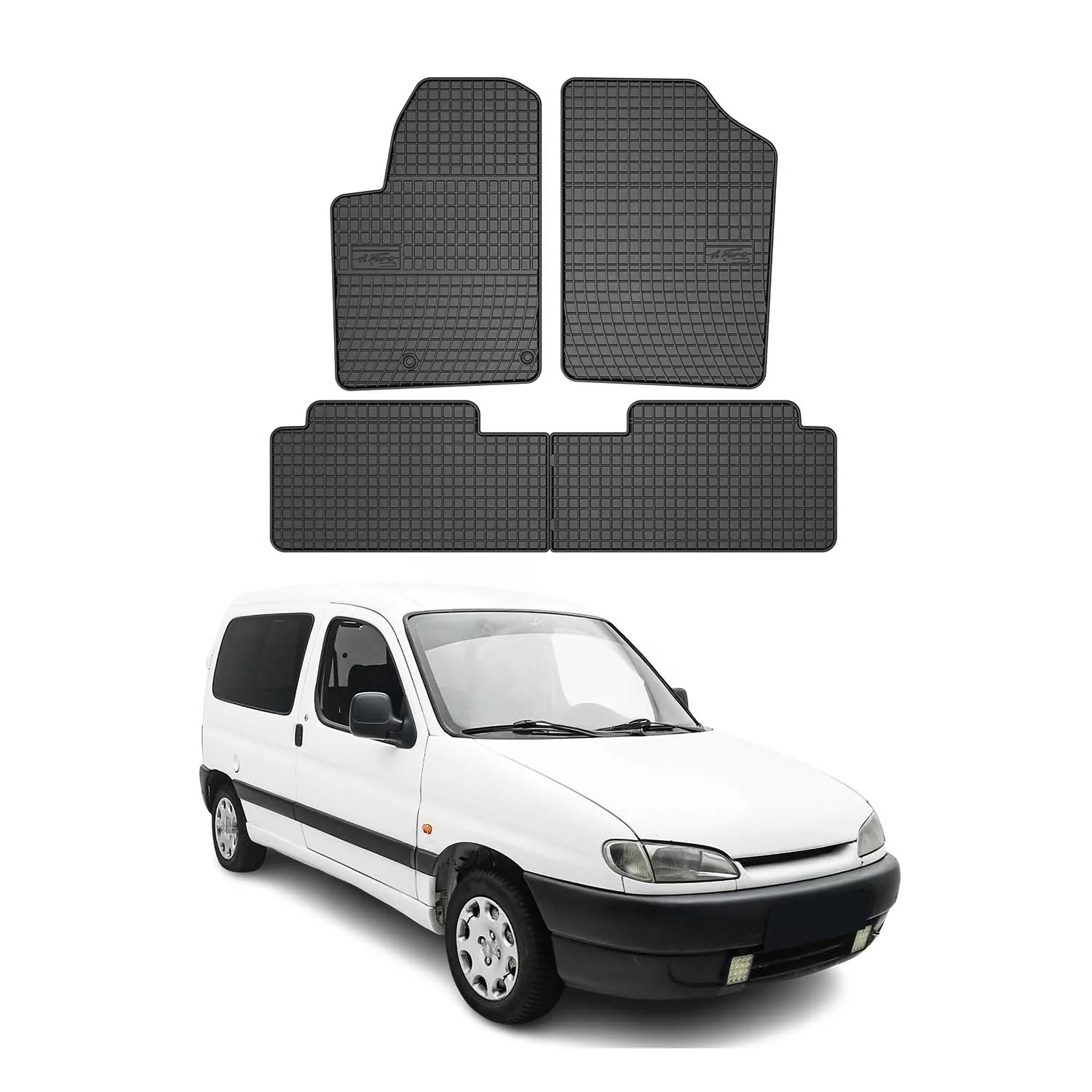 OMAC Gummi Fußmatten für Peugeot Partner 1996-2009 Automatten TPE Schwarz 4x