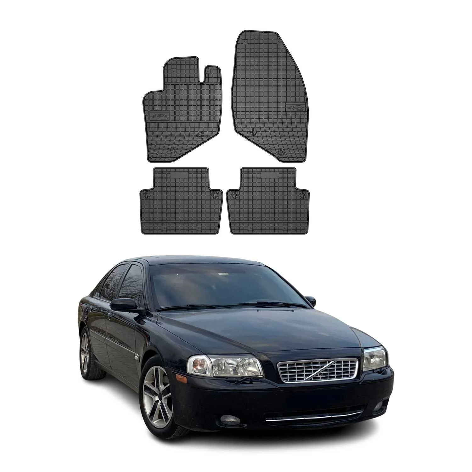 OMAC Gummi Fußmatten für Volvo S80 1998-2006 Automatten Gummi TPE Schwarz 4tlg