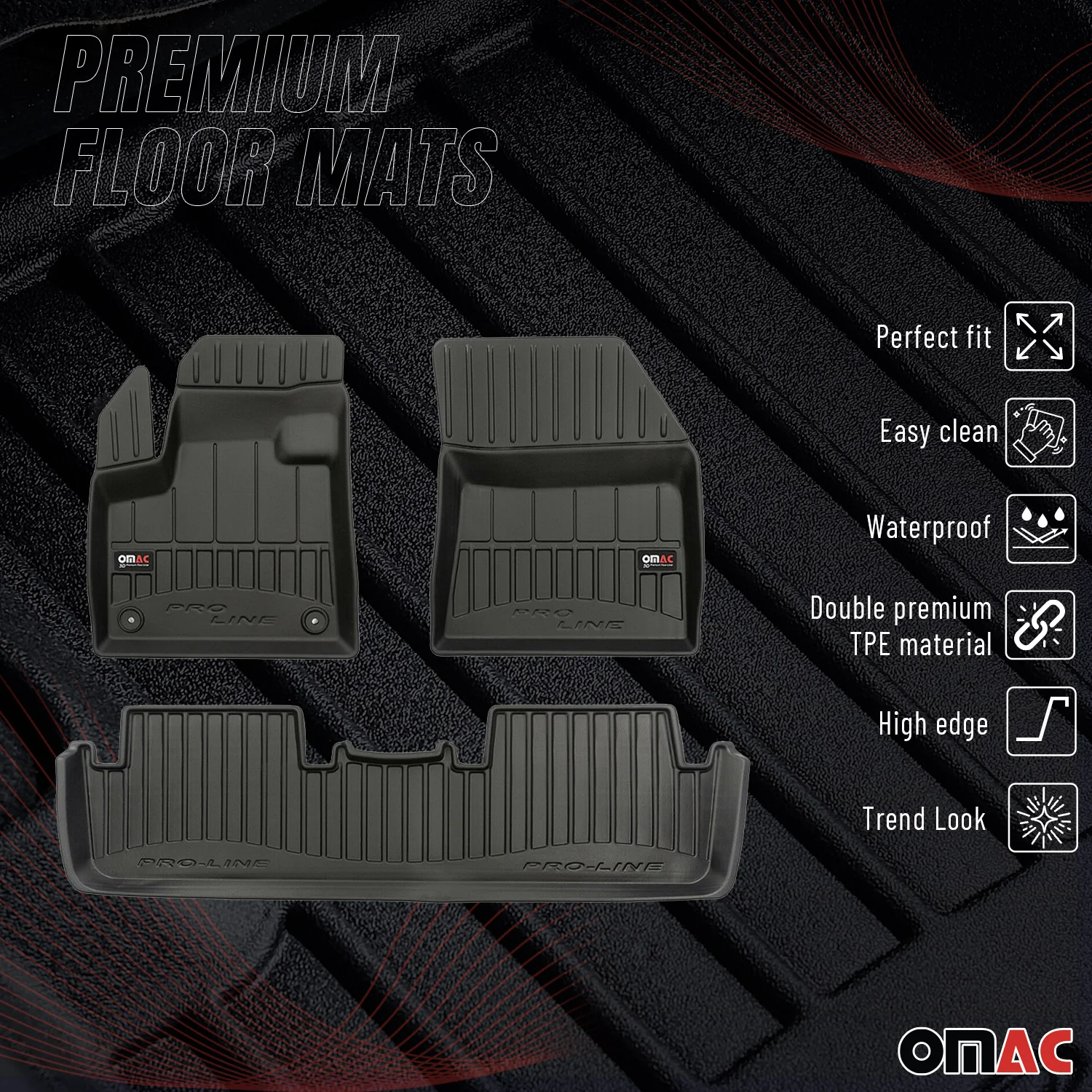 OMAC Gummi Fußmatten für DS7 Crossback / DS 7 2017-2026 Premium TPE Automatten - Image 2