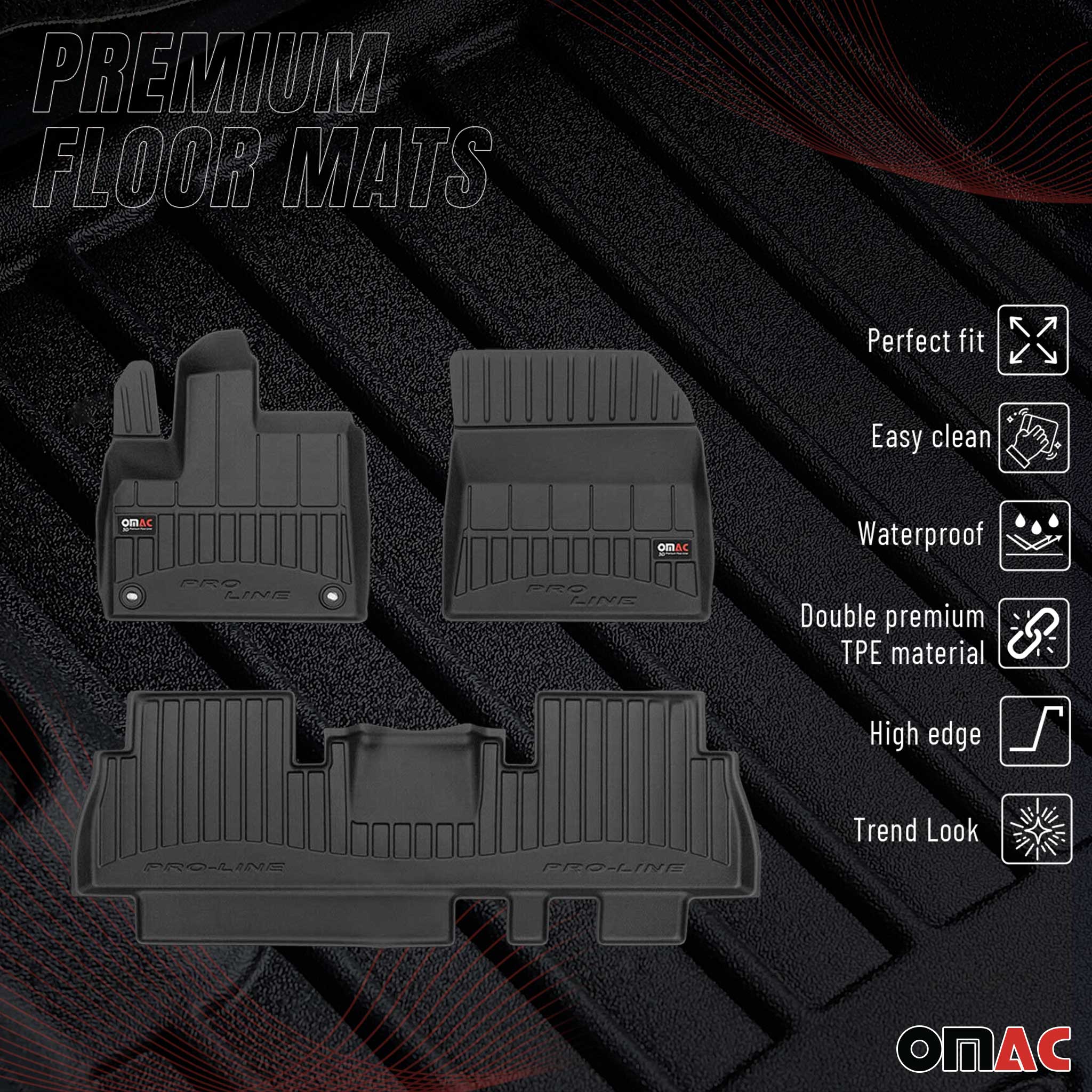 OMAC Gummi Fußmatten für Peugeot Rifter 2018-2024 Premium TPE Automatten 3tlg - Image 2