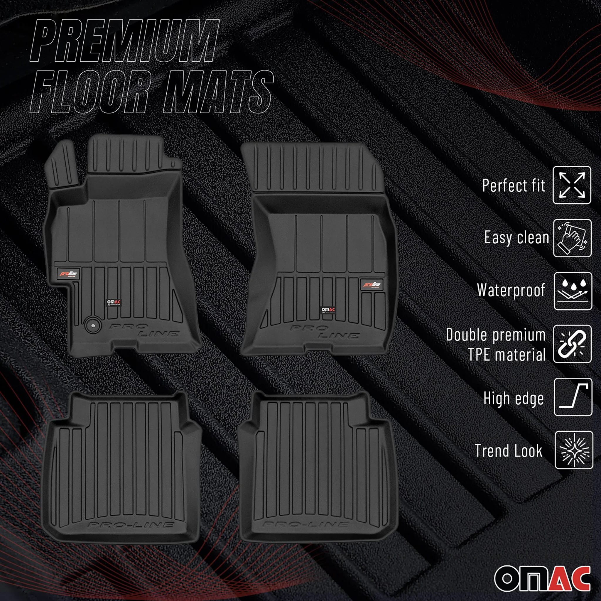 OMAC Gummi Fußmatten für Subaru Outback 2003-2009 Premium TPE Automatten 4tlg - Image 2