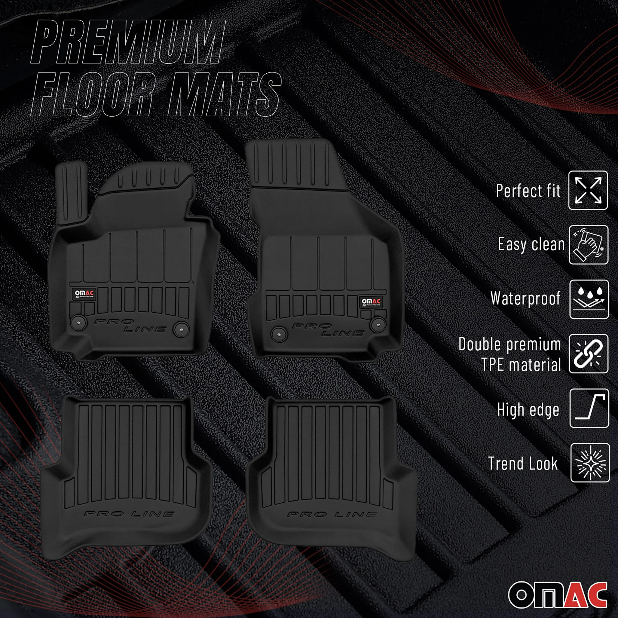 OMAC Gummi Fußmatten für VW Golf Plus 2005-2014 Premium TPE Automatten 4tlg - Image 2