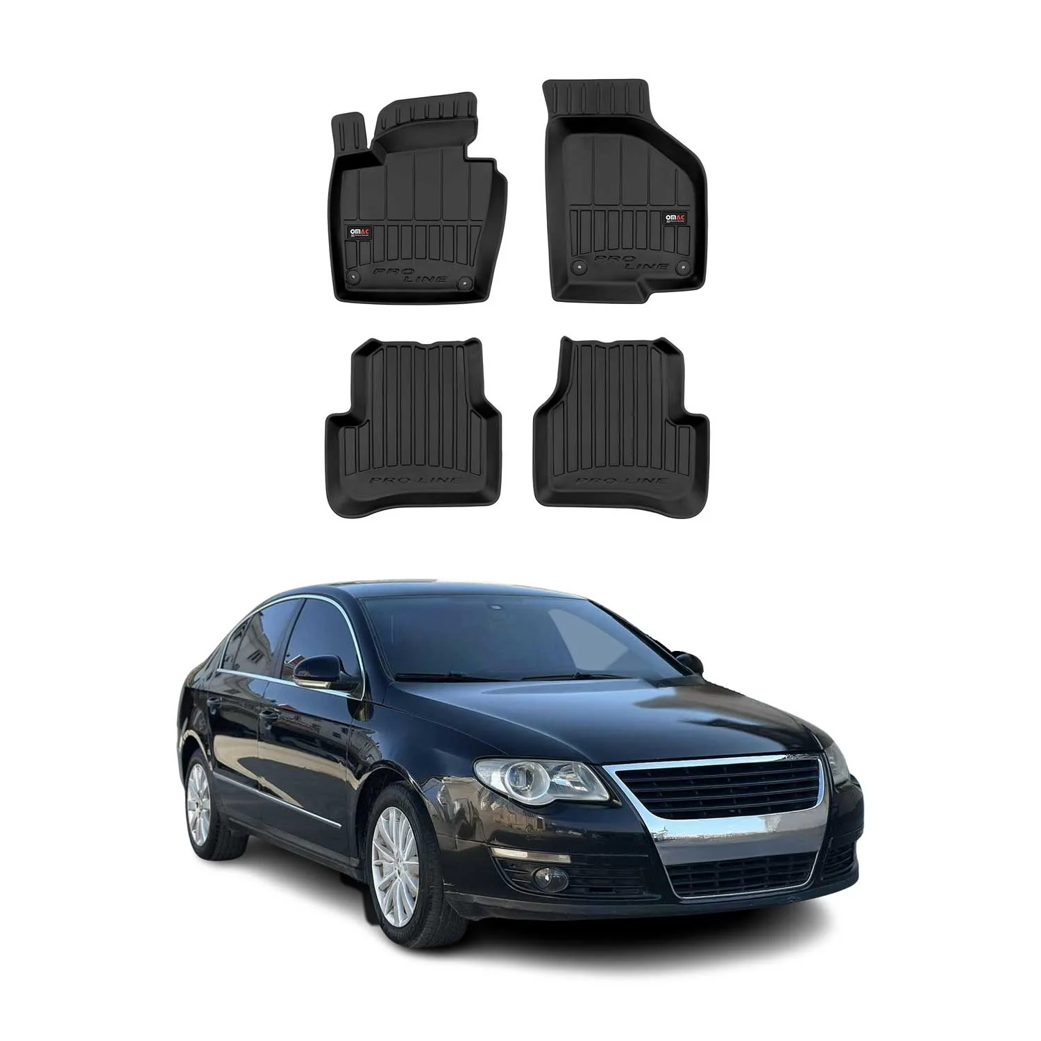 OMAC Gummi Fußmatten für VW Passat B6 2005-2010 Premium TPE Automatten 4tlg