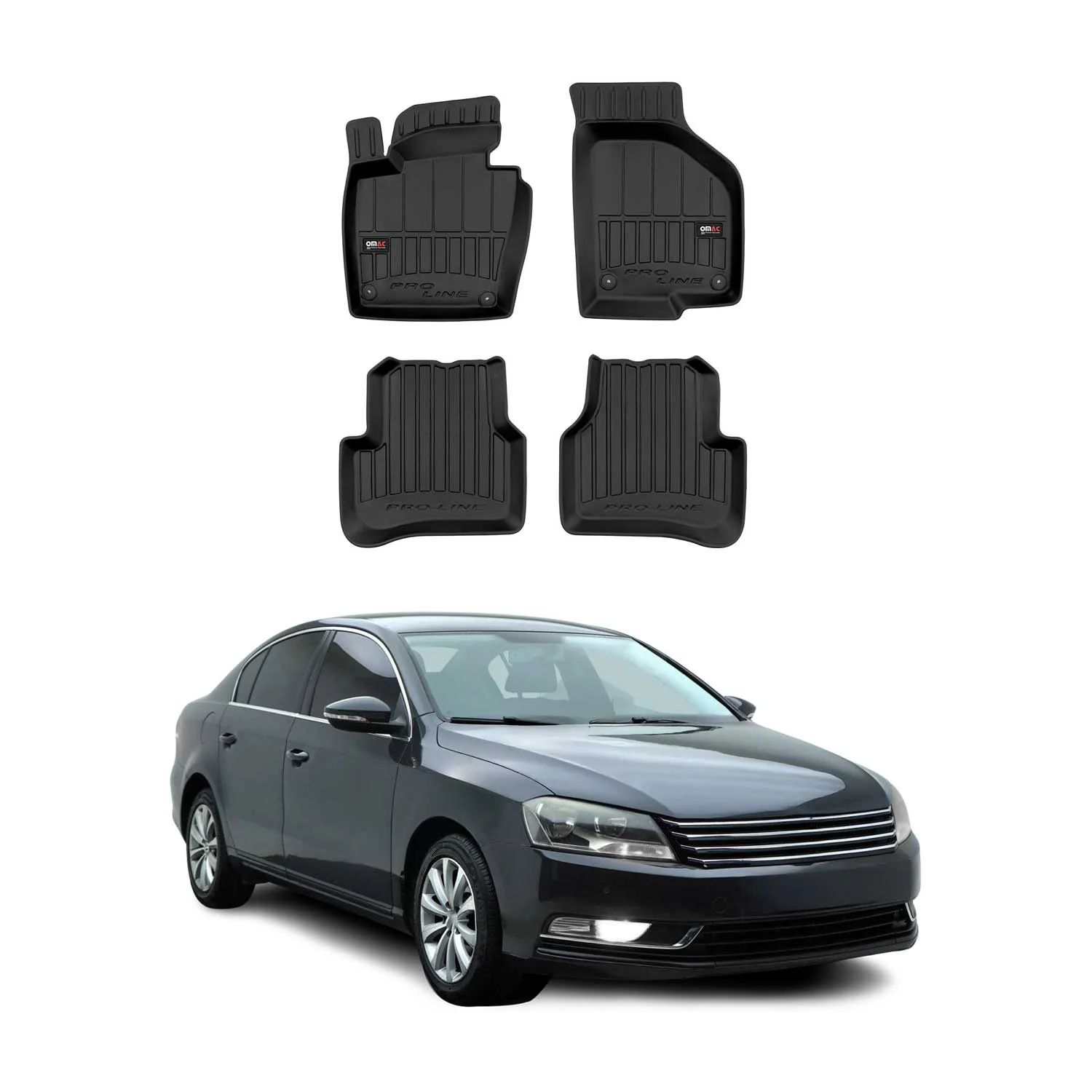 OMAC Gummi Fußmatten für VW Passat B7 2010-2015 Premium TPE Automatten 4tlg