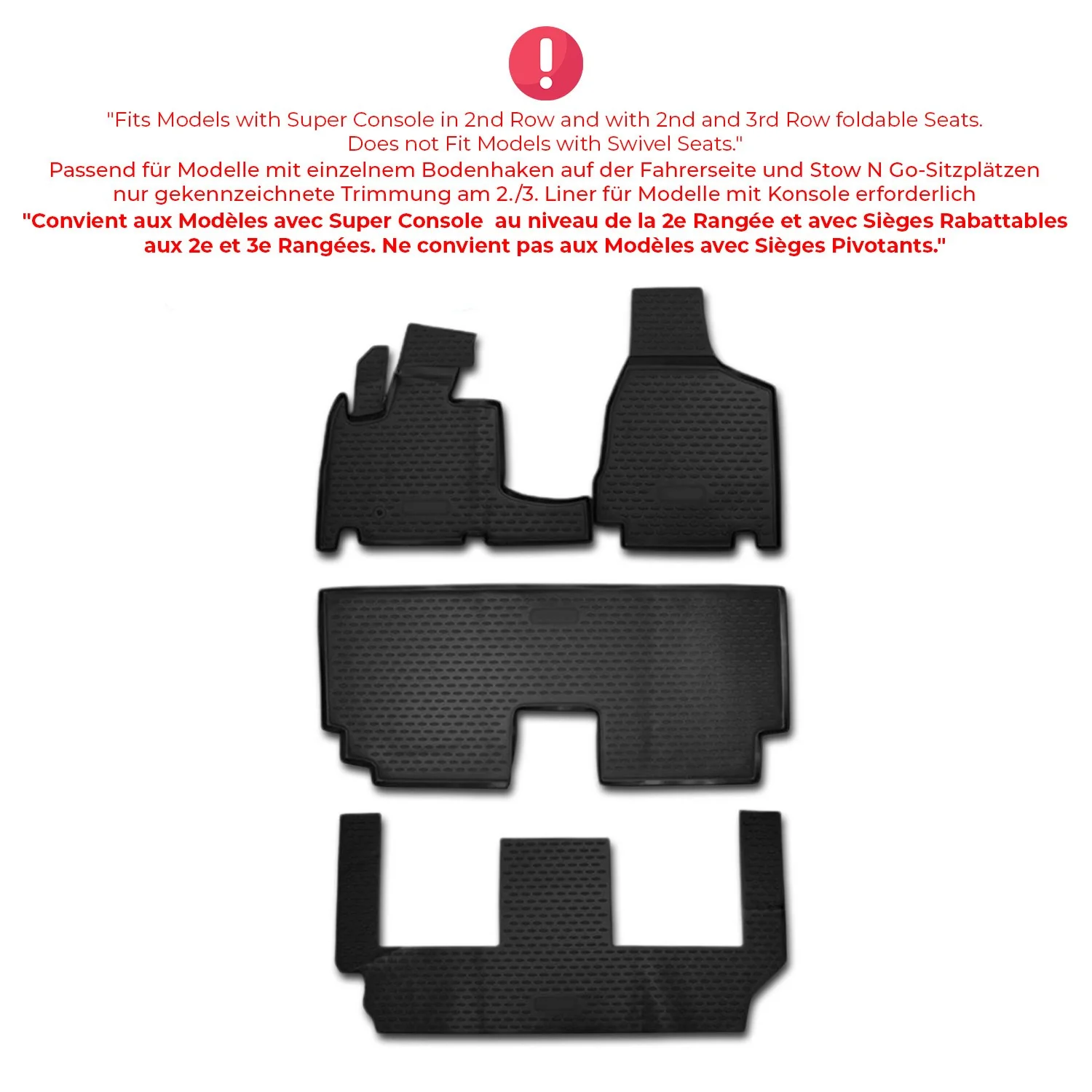 OMAC Gummimatten Fußmatten für Dodge Grand Caravan 2008-2020 TPE Schwarz - Image 2