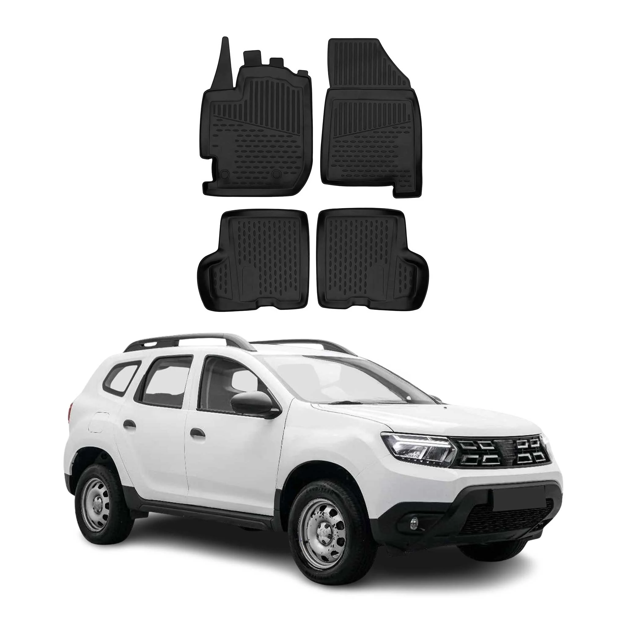 OMAC Gummimatten Fußmatten für Dacia Duster 2017-2024 TPE Automatten Schwarz 4x