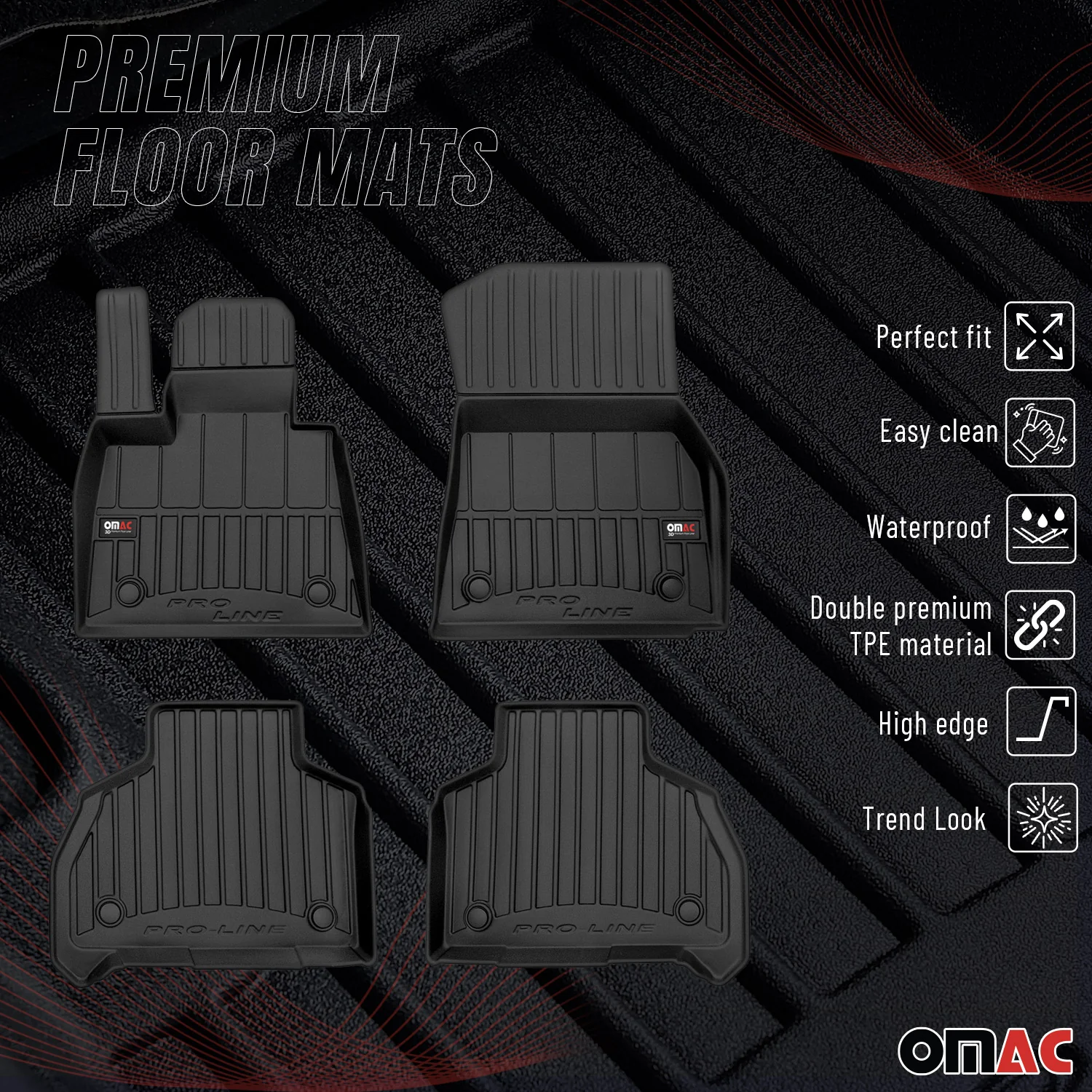 Fußmatten Gummimatten für BMW X7 G07 2018-2026 OMAC Premium 3D Schwarz TPE 4 tlg - Image 2
