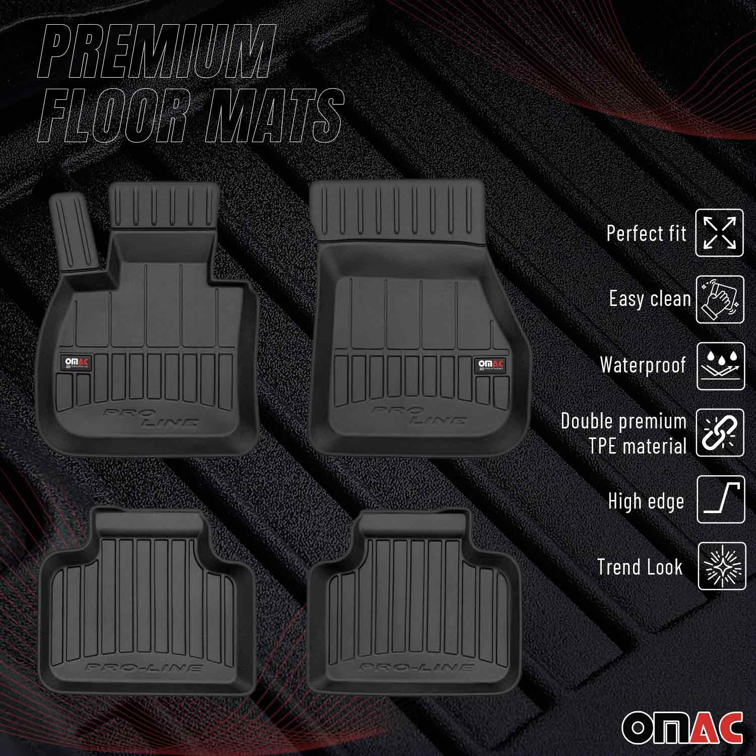 OMAC Gummi Fußmatten für Mini Countryman F60 2017-2024 Premium Gummi Schwarz 4x - Image 2